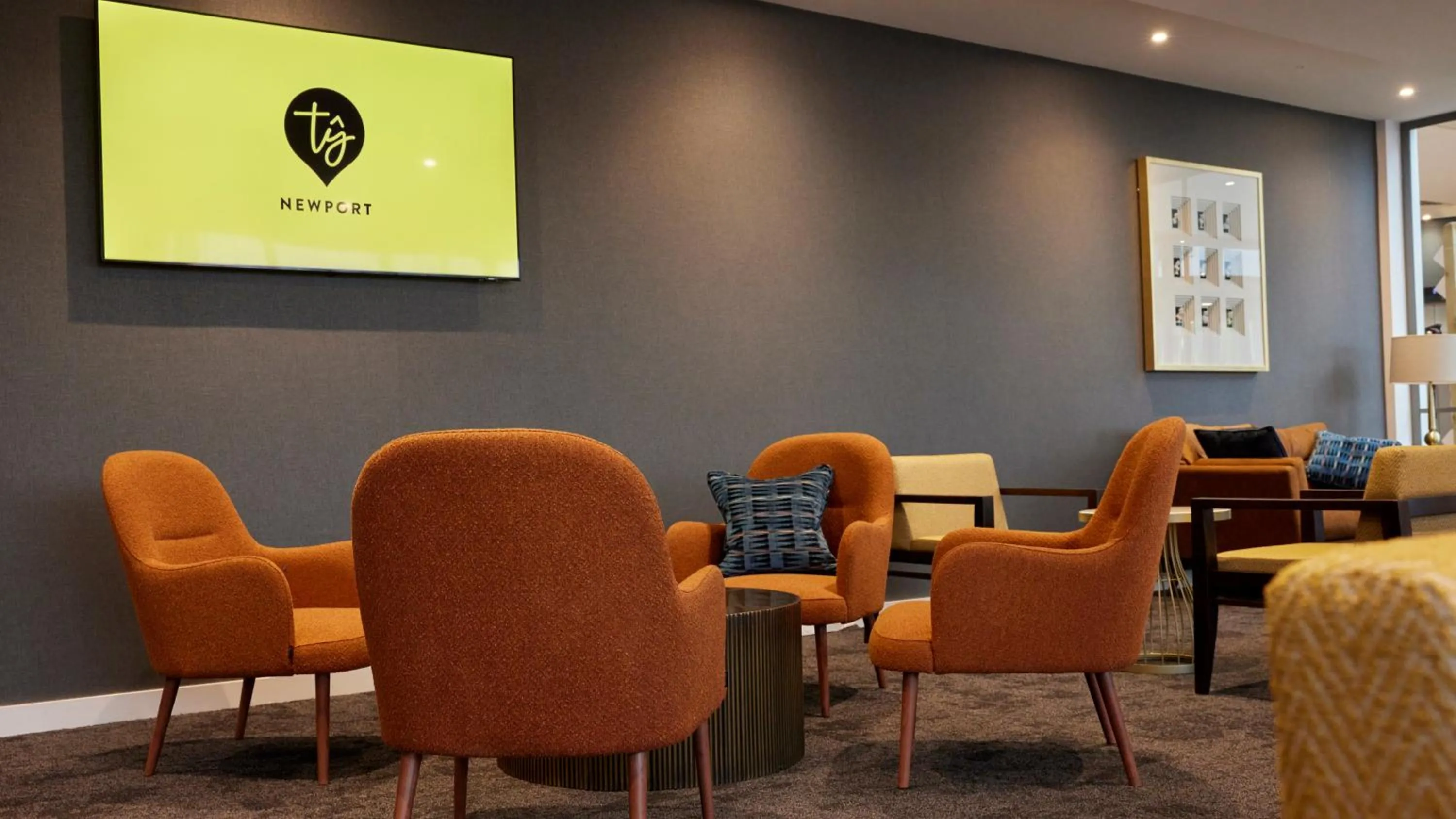 Seating area in Tŷ Newport