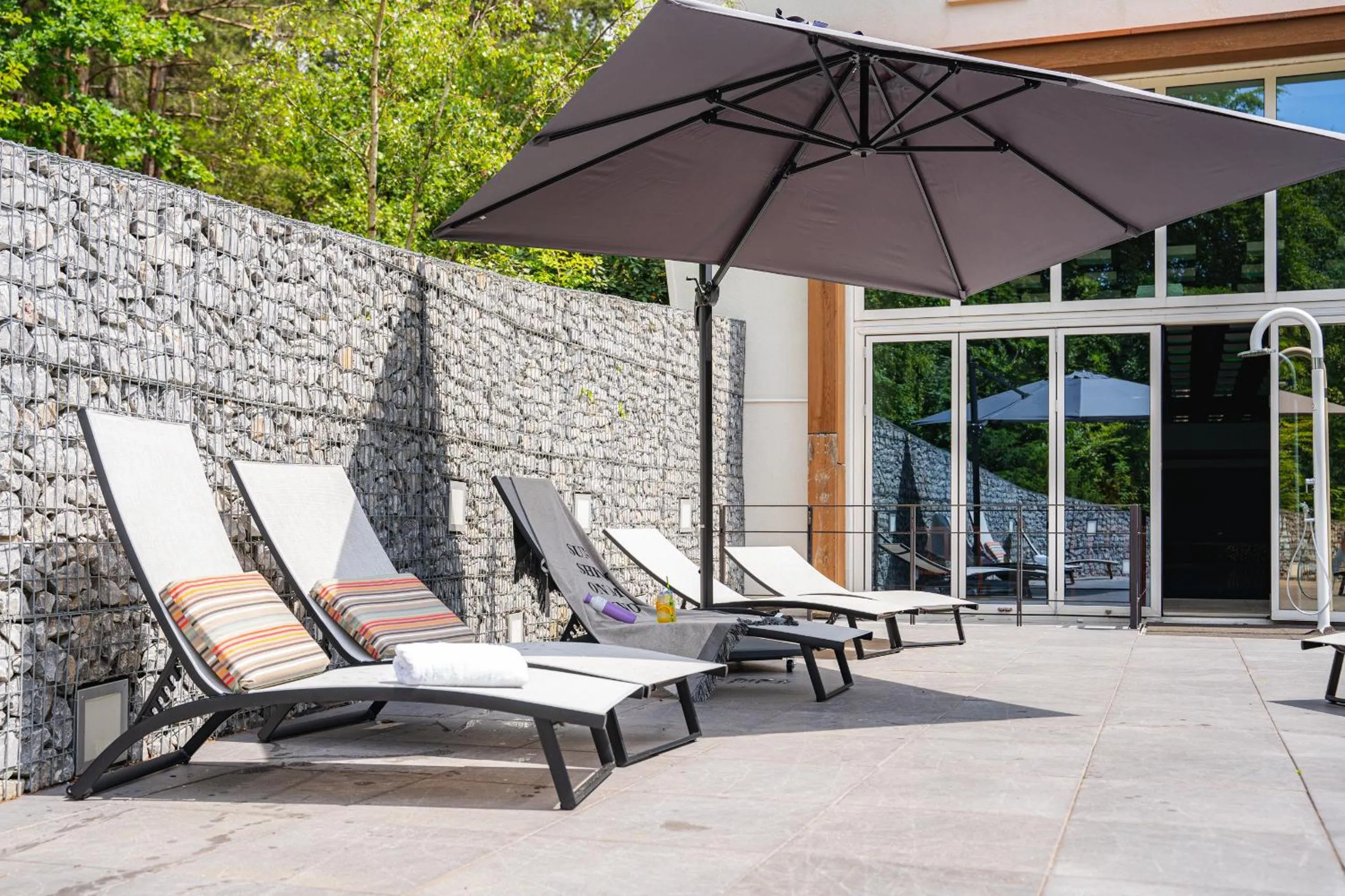 Swimming pool in blooming