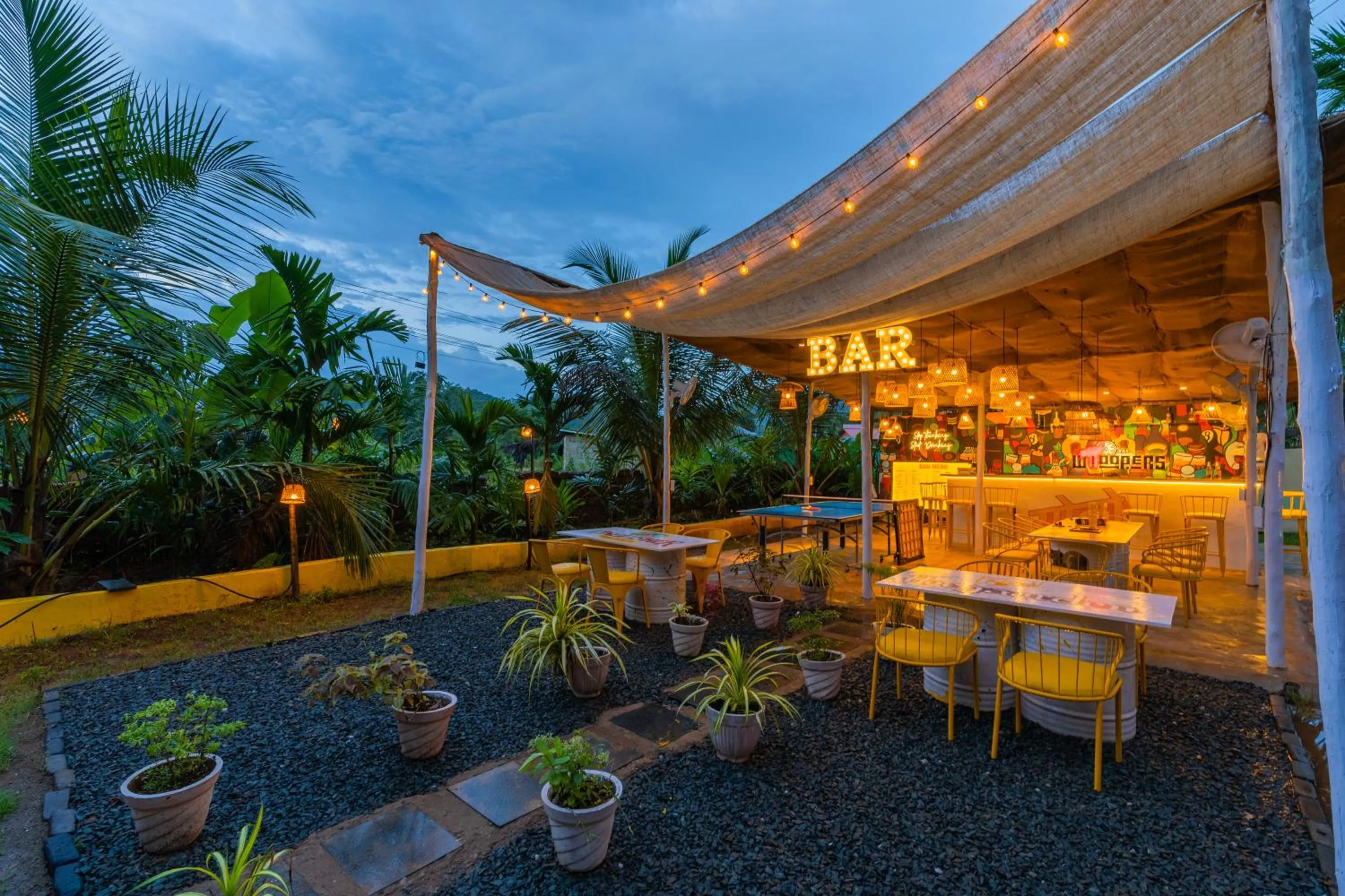 Patio in Whoopers Party Hostel, Palolem