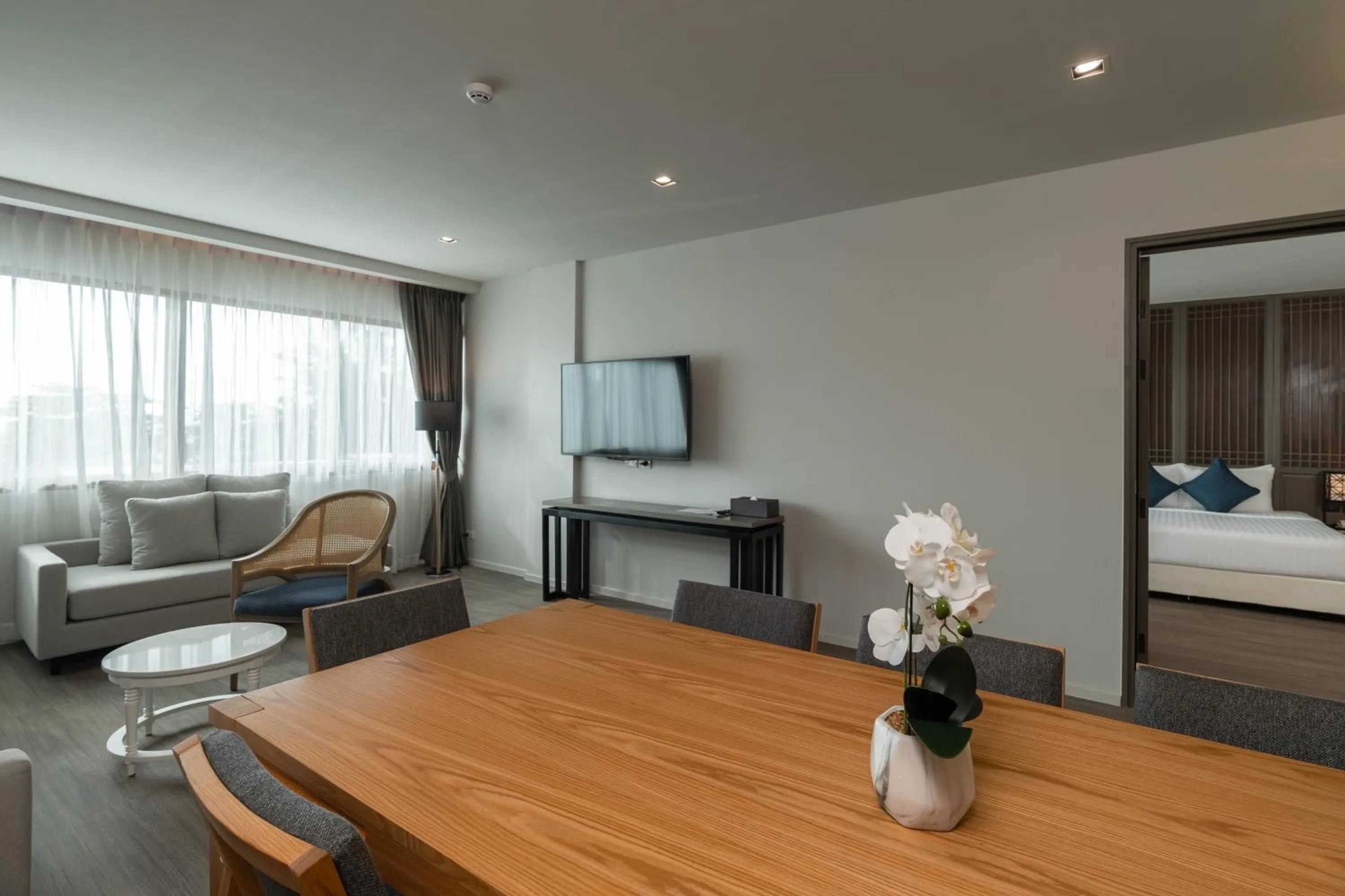 Living room, Bed in Bella Nara Phuket Naiyang Beach