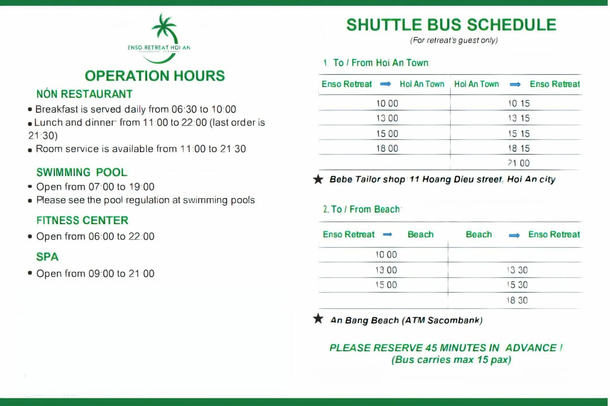 shuttle in ENSO Retreat Hoi An - Rediscovery & Serenity