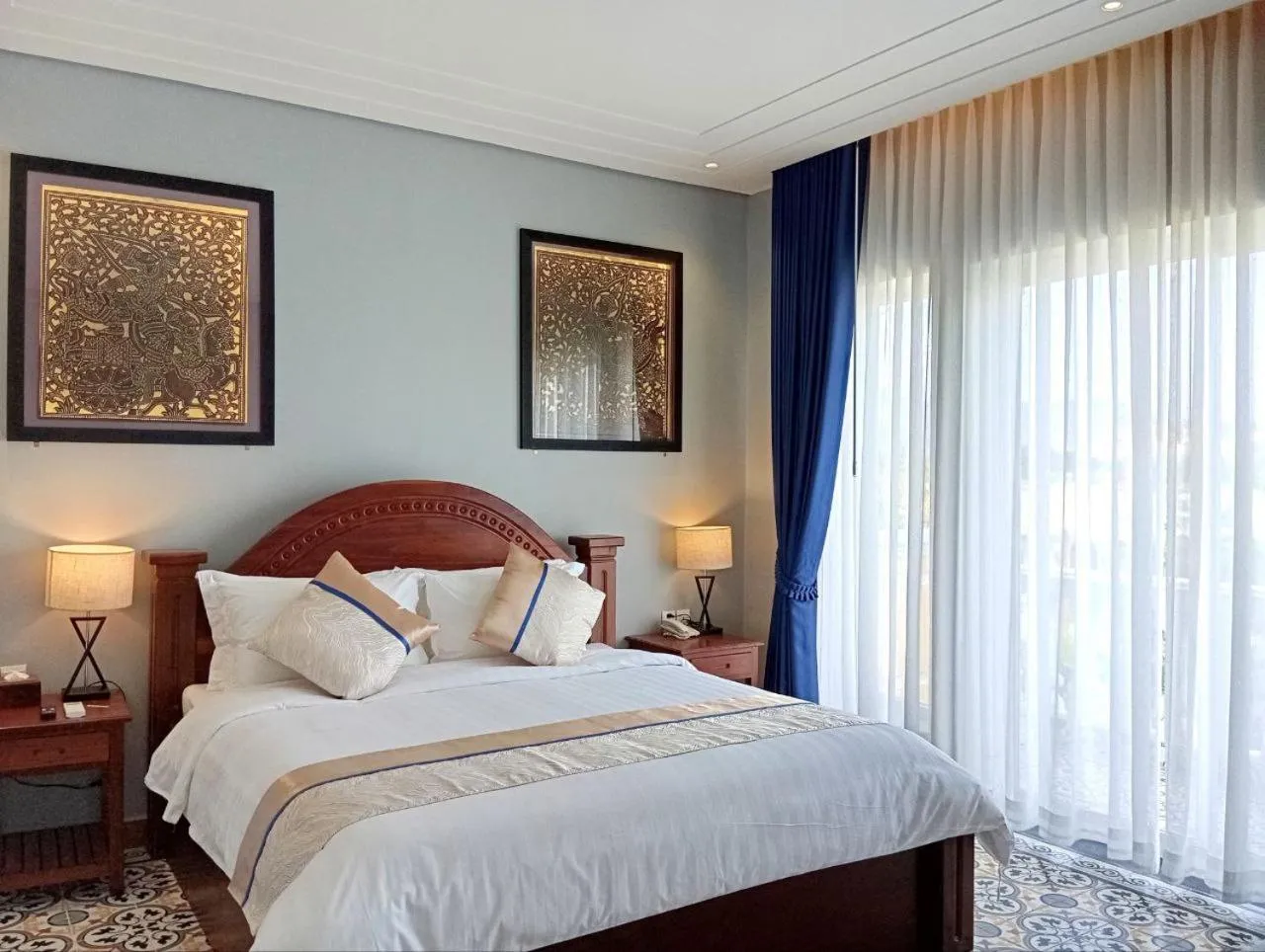 Decorative detail, Bed in Sokchea Kampot Hotel