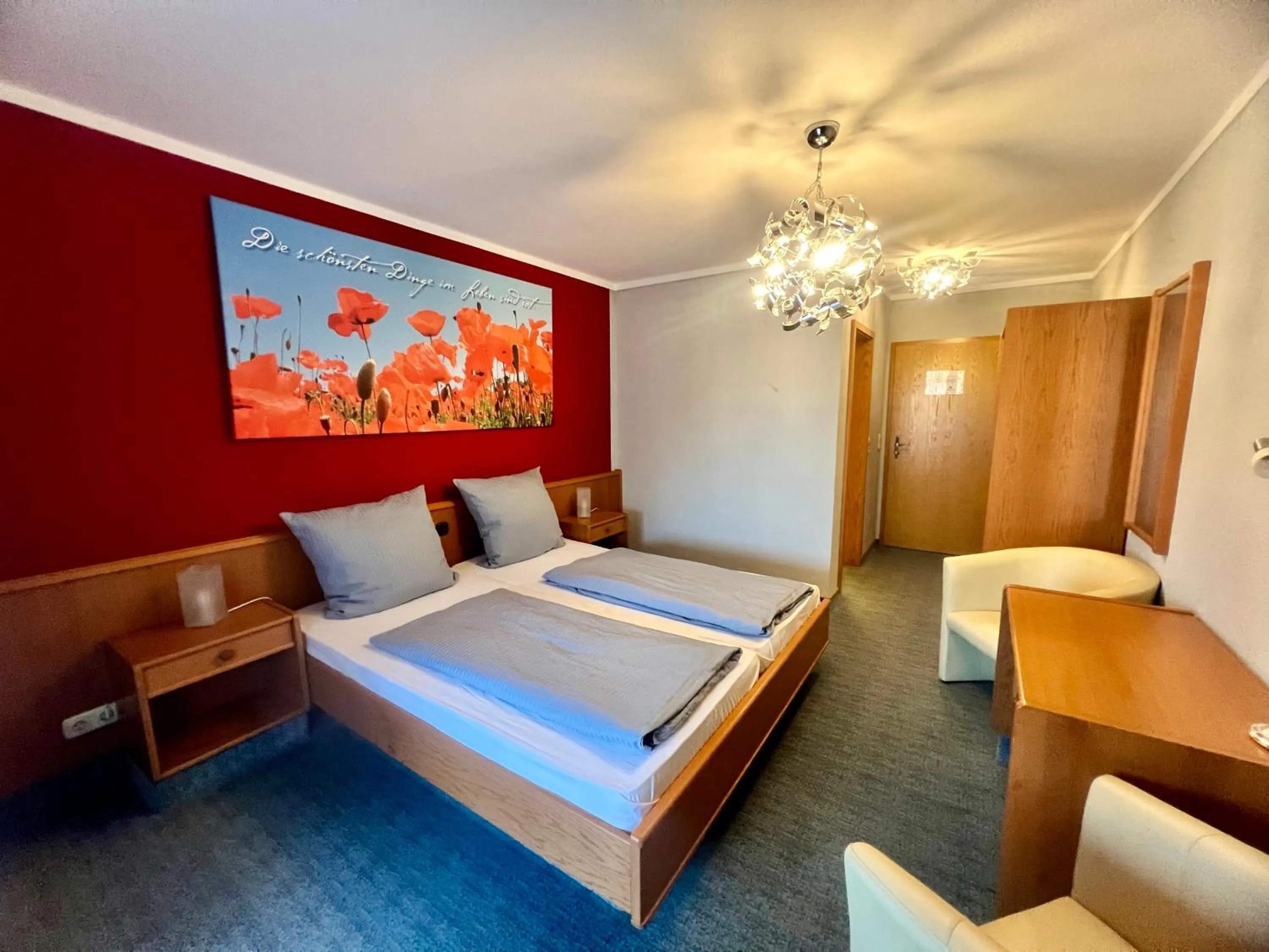 Bed in Hotel das rot