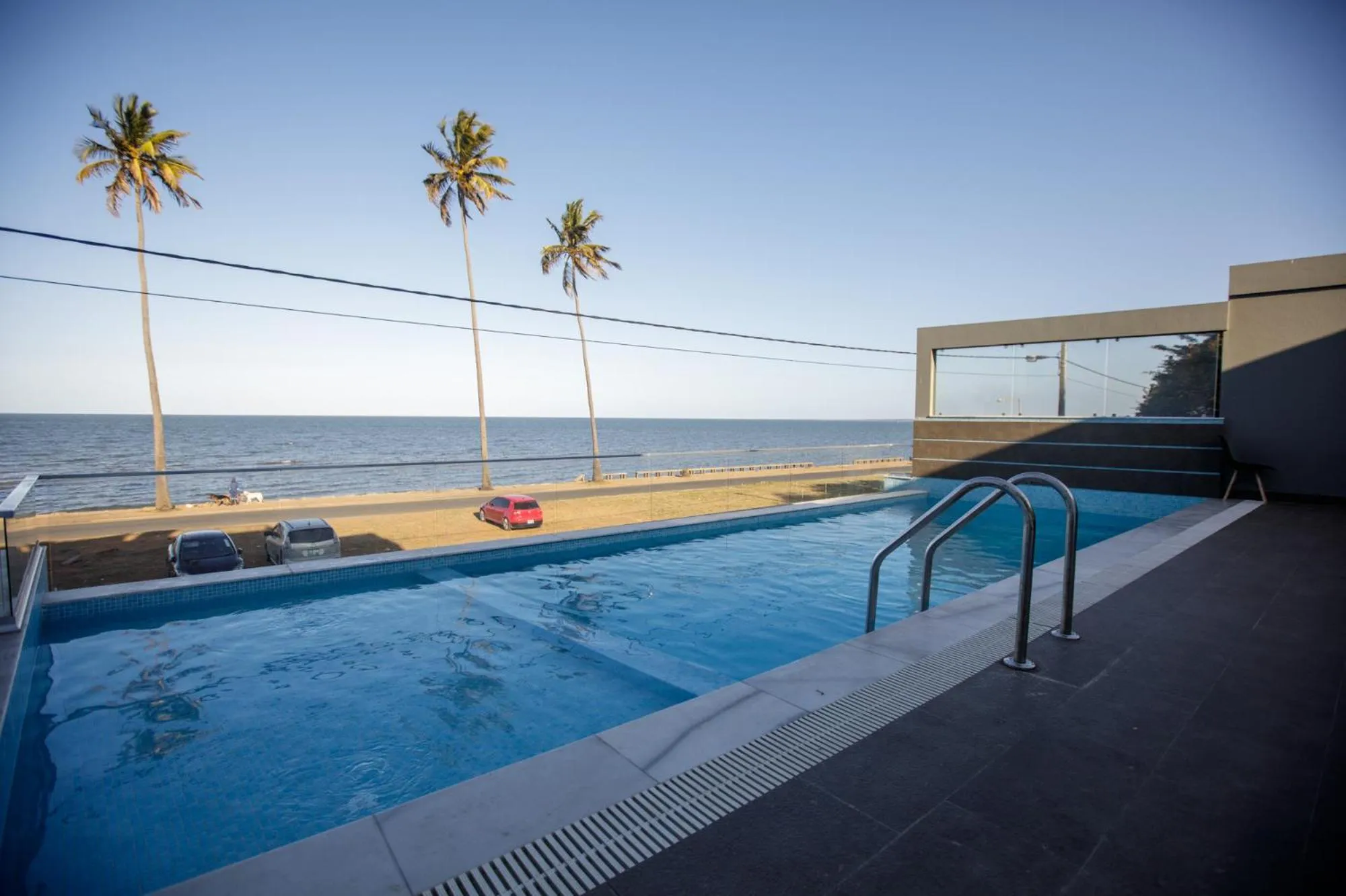 Pool view in Cowork Lab Suites