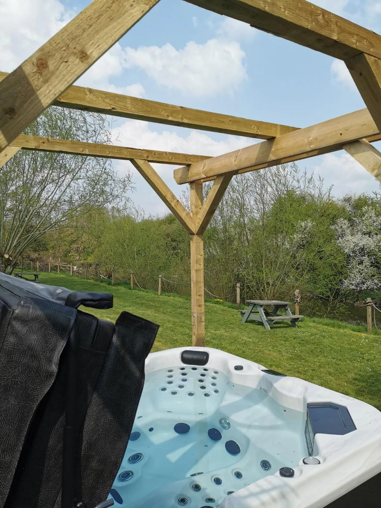 Patio in Wall Eden Farm - Luxury Log Cabins and Glamping