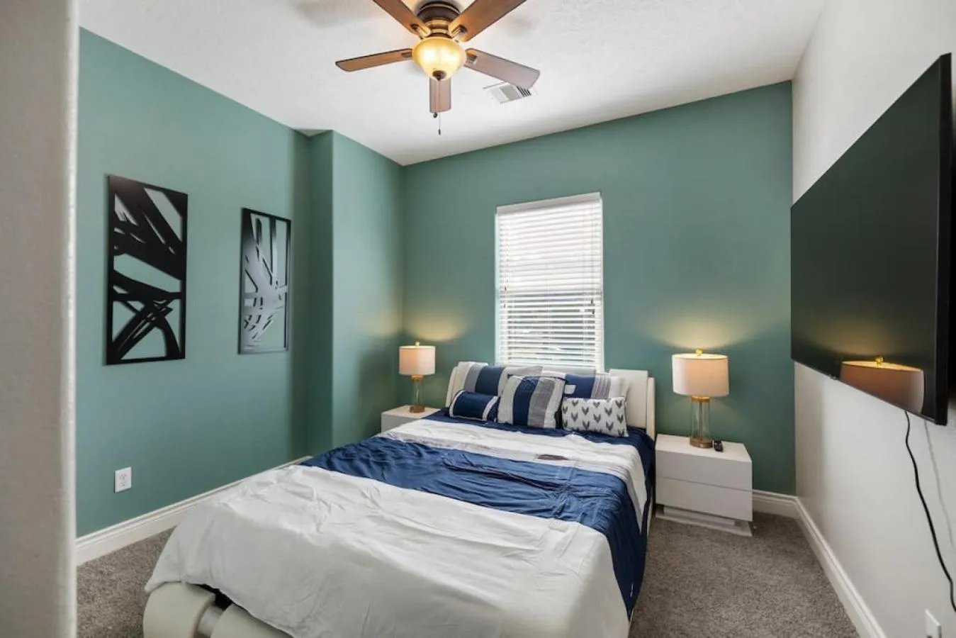 Bedroom, Bed in Modern 3 Bedroom with 85 Inch TV