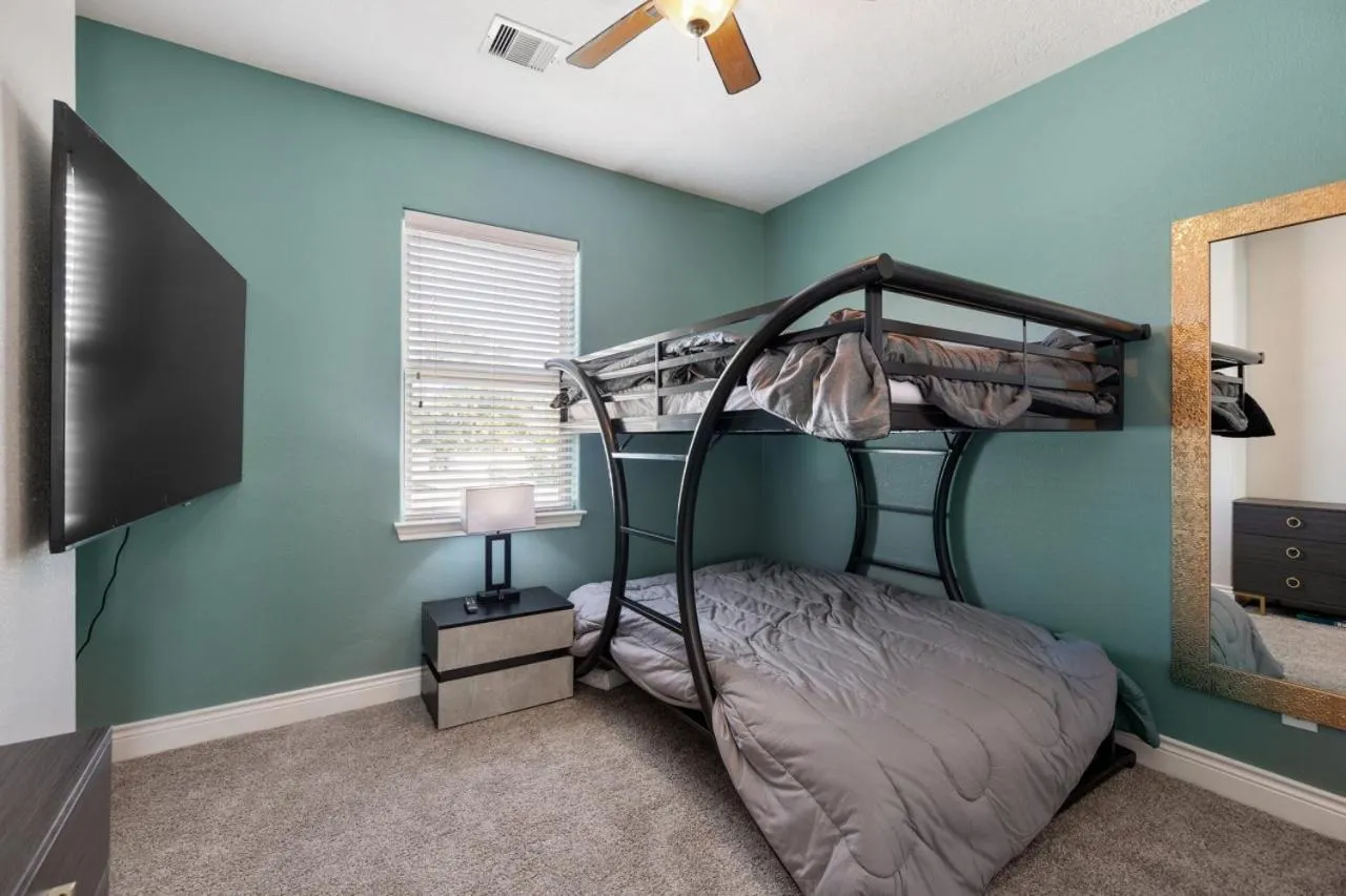 Bedroom, Bed in Modern 3 Bedroom with 85 Inch TV