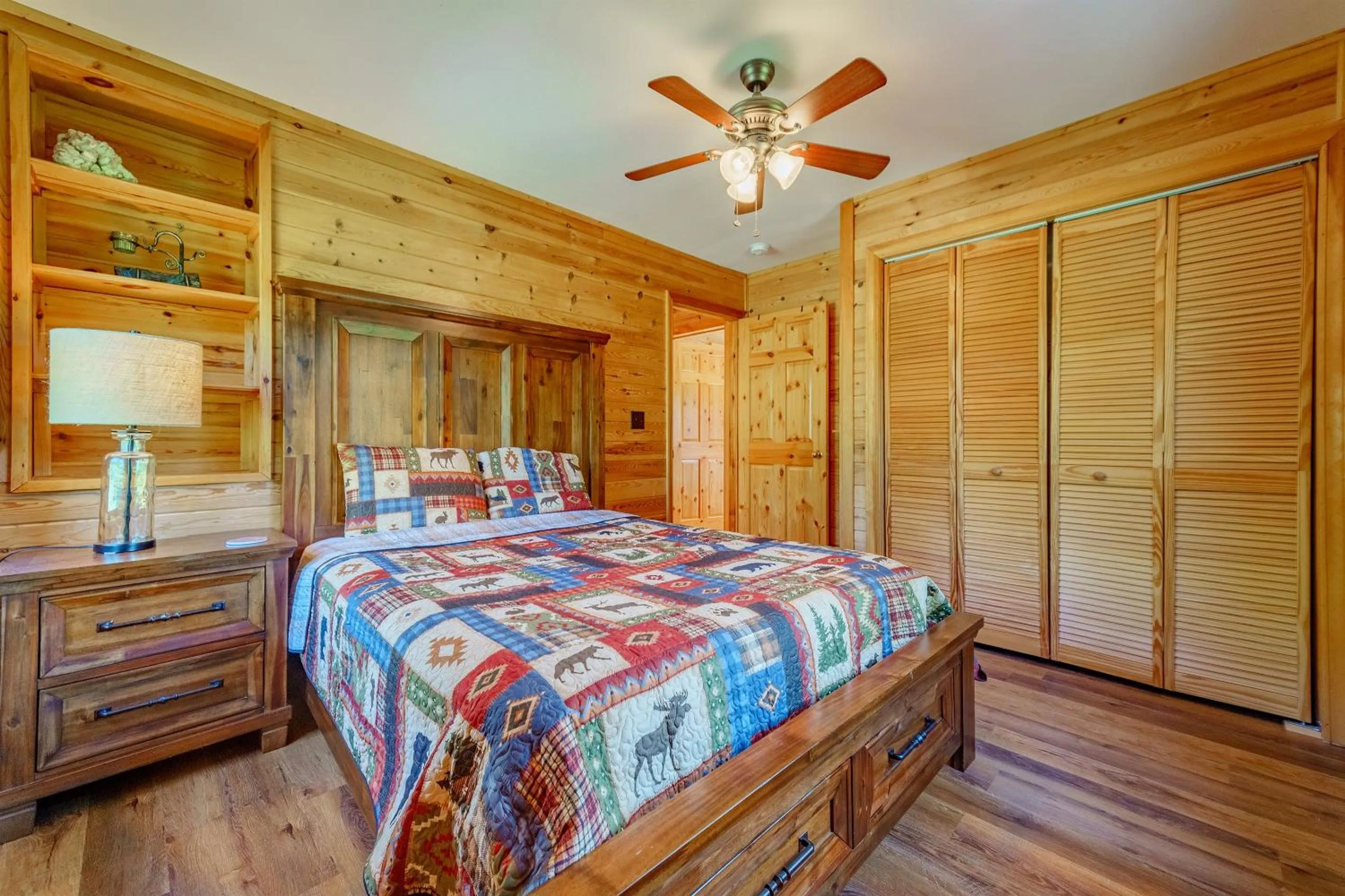 Bed in Adirondack Alpine Cabin with Hot Tub, Near Whiteface, Lake Placid, Game Rm, Fenced Yard, Views