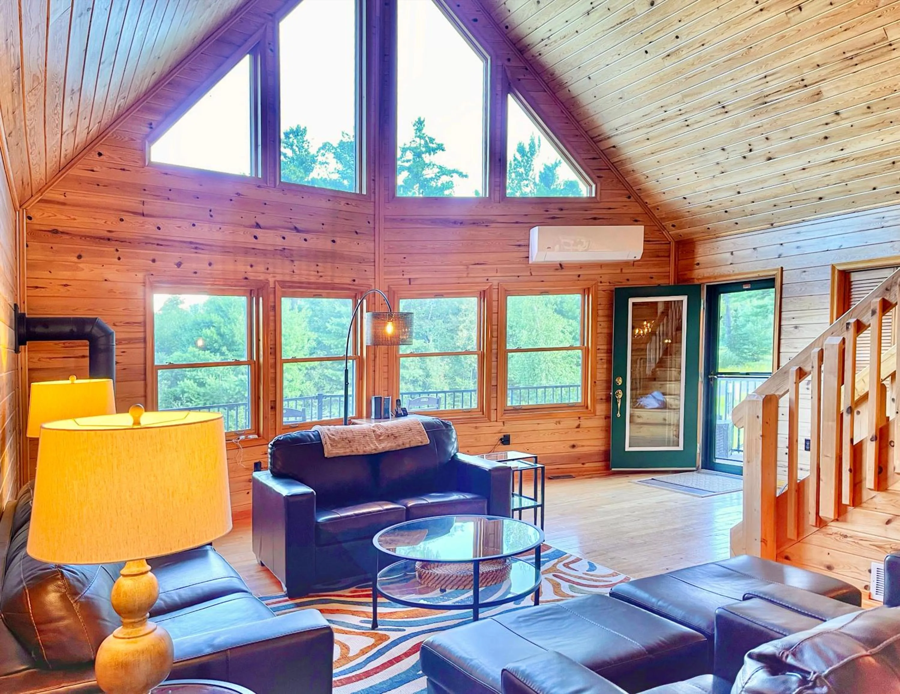 Living room in Adirondack Alpine Cabin with Hot Tub, Near Whiteface, Lake Placid, Game Rm, Fenced Yard, Views