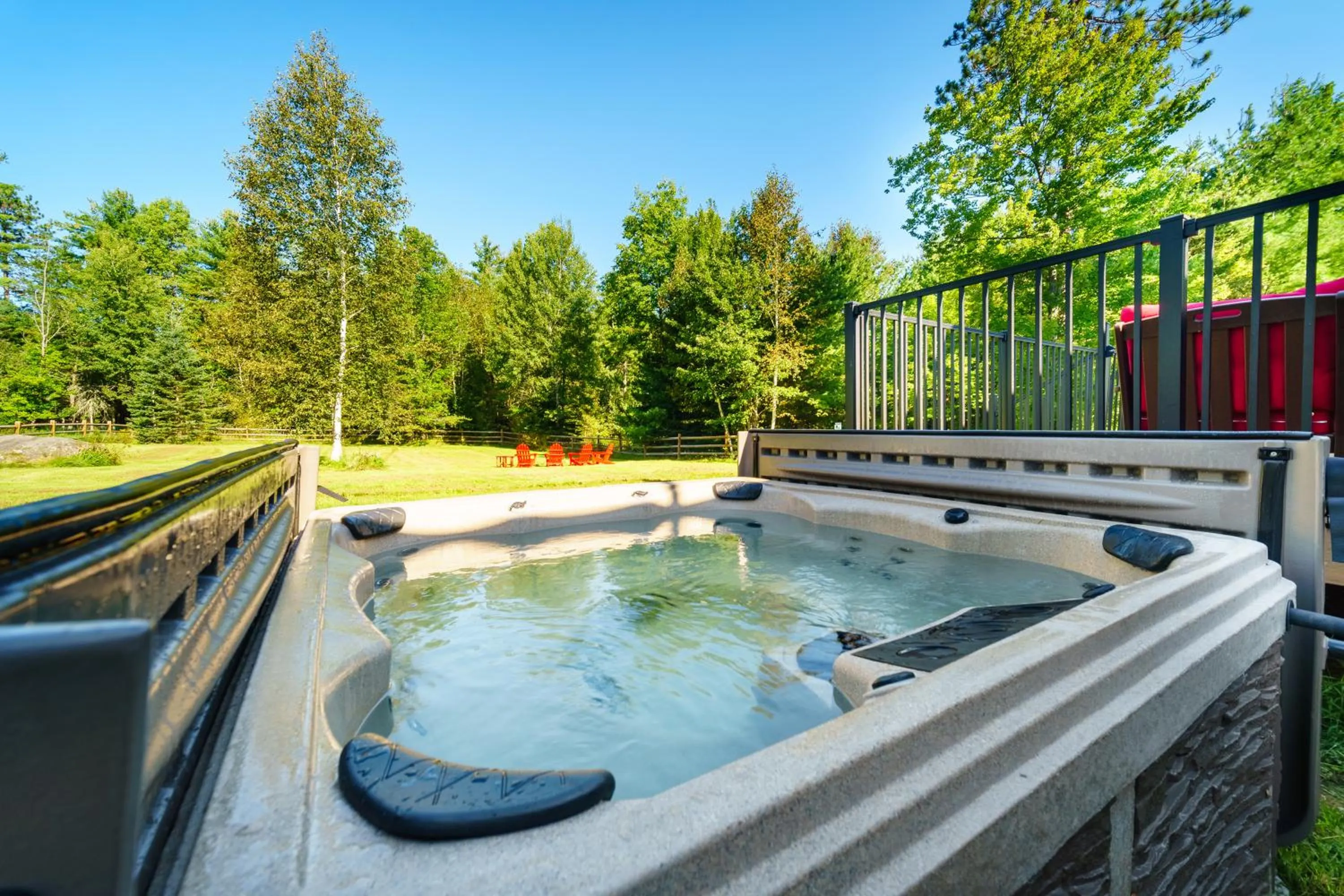 Hot Tub in Adirondack Alpine Cabin with Hot Tub, Near Whiteface, Lake Placid, Game Rm, Fenced Yard, Views