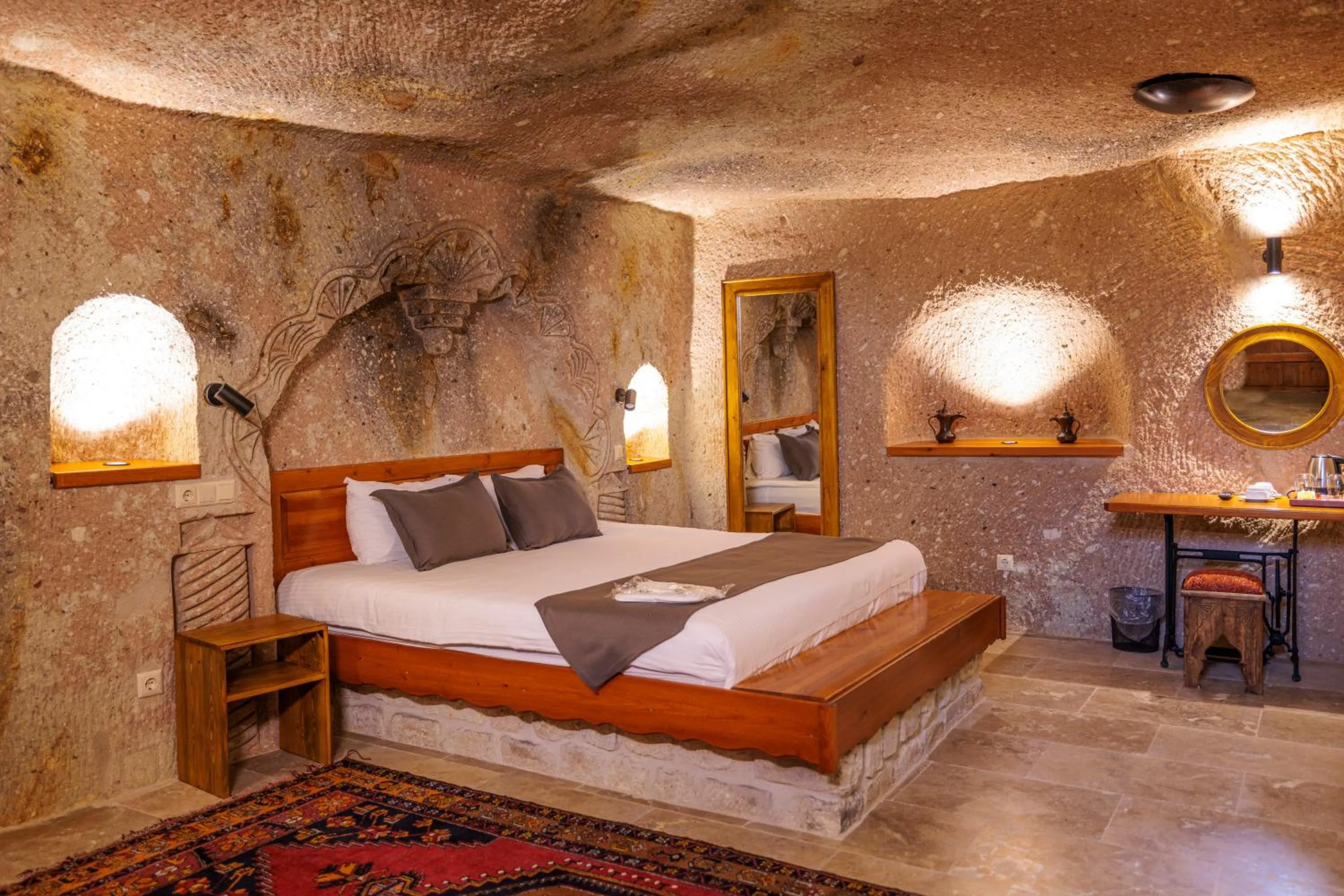 Bed in Canyon Cave Hotel