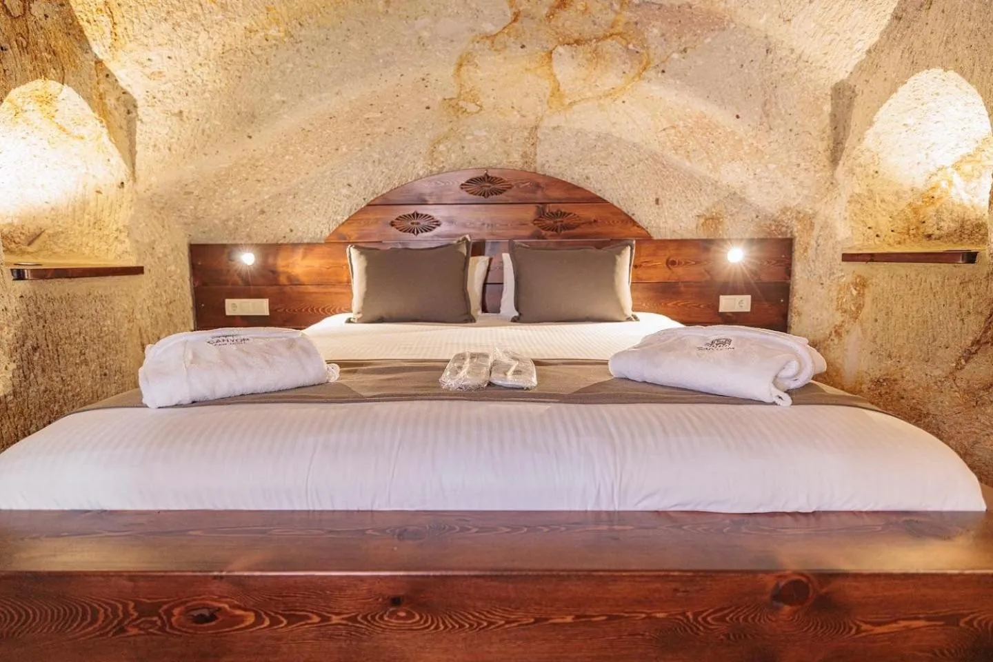 Bed in Canyon Cave Hotel