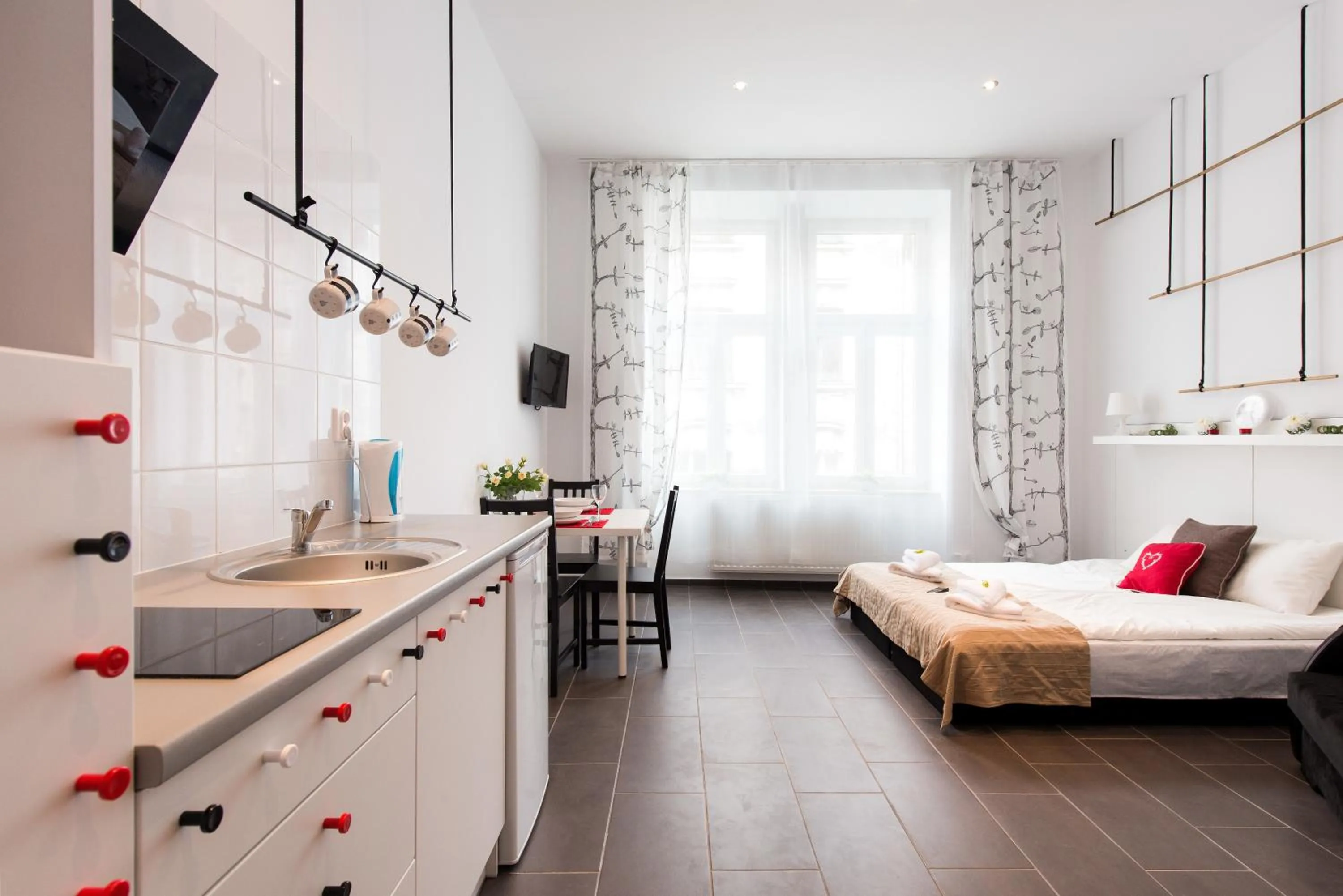 Photo of the whole room, Bed in Happy Tower