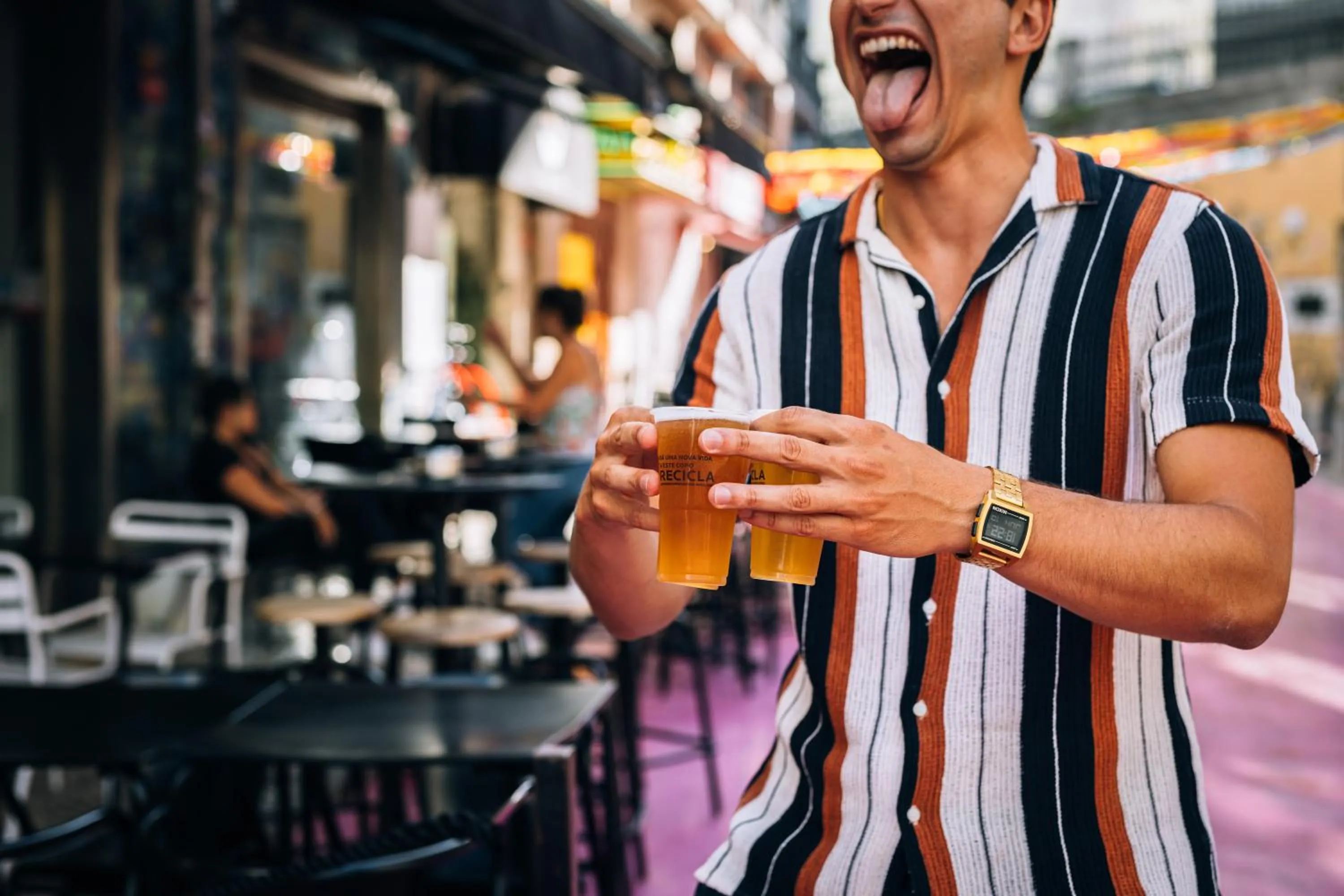 People in The House on the Pink Street in Lisbon