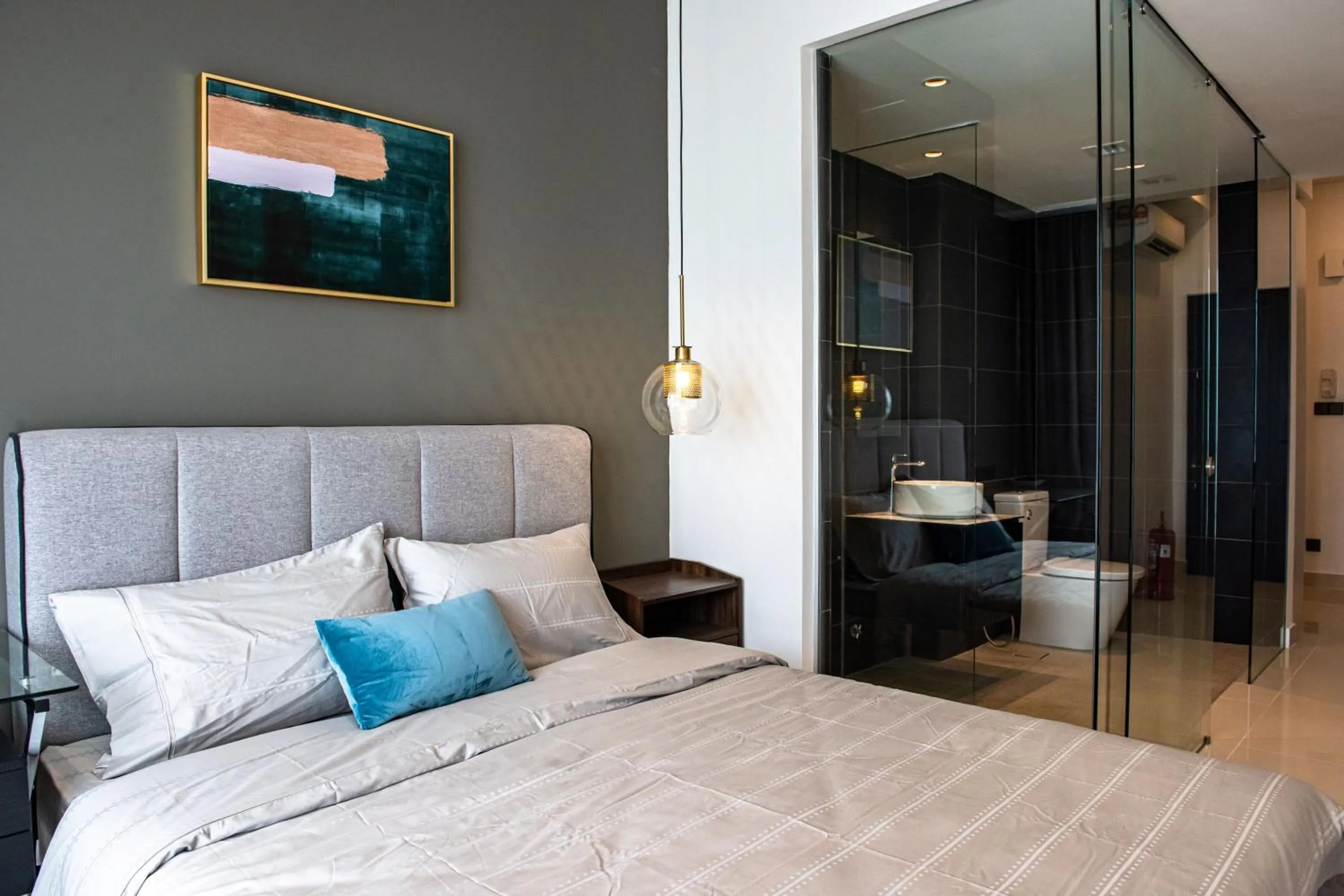 Bathroom, Bed in Stay @ NOVO Ampang