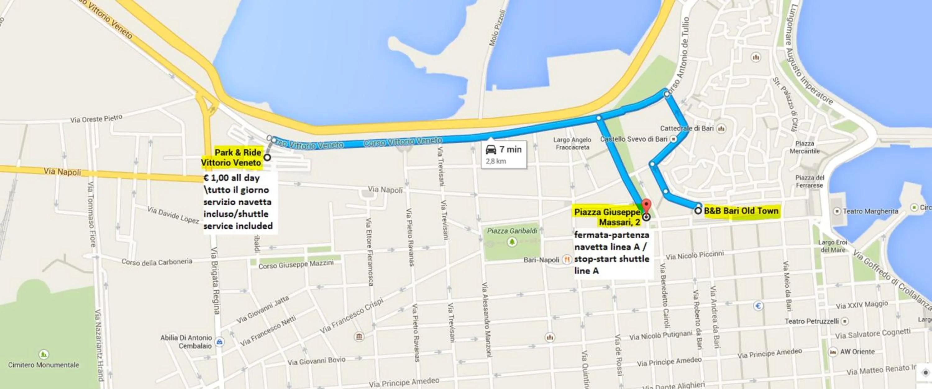 Area and facilities, Bird's-eye View in B&B Bari Old Town