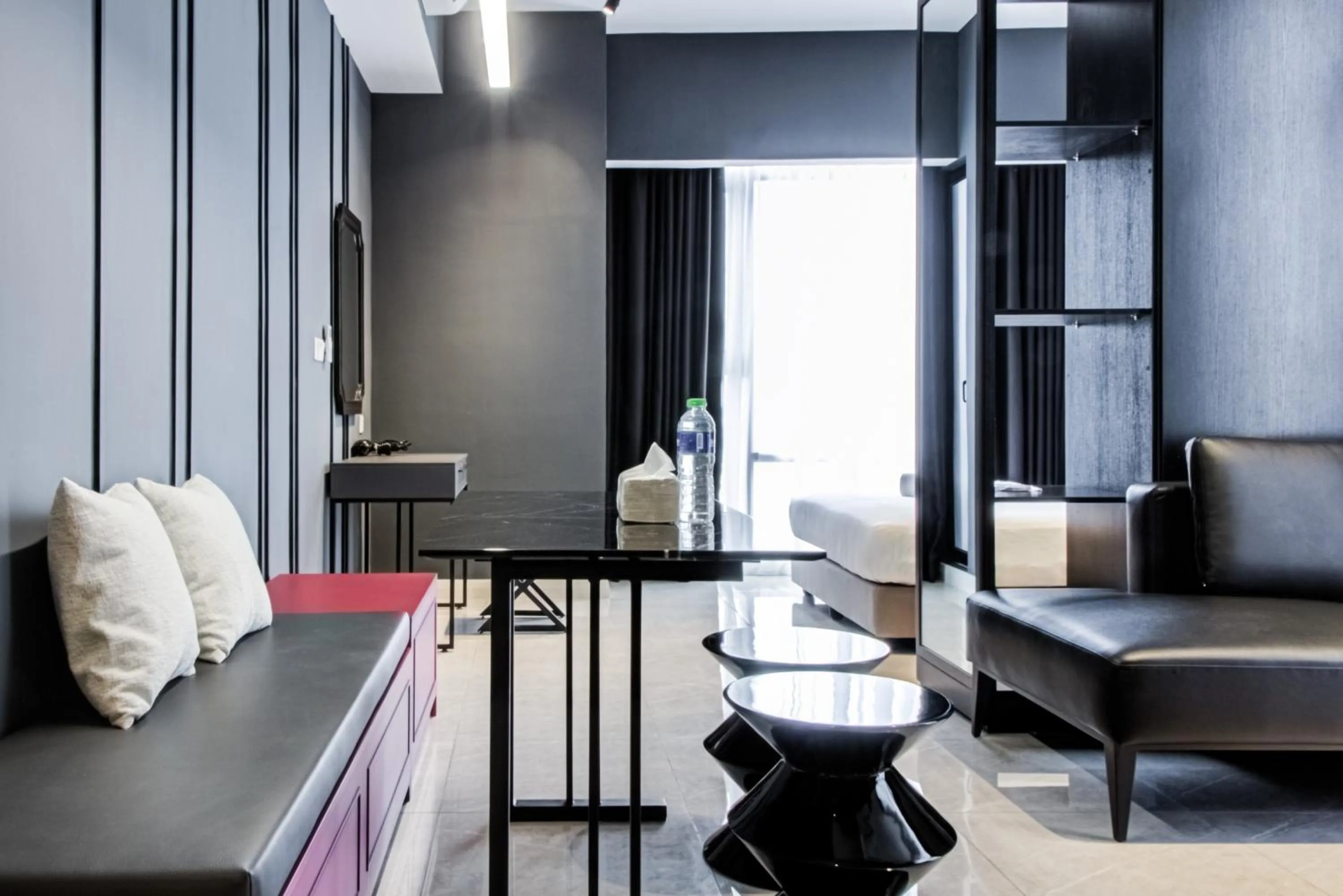 Living room in Axon Residence at Pavilion KLCC KL Tower view by KIMIRO