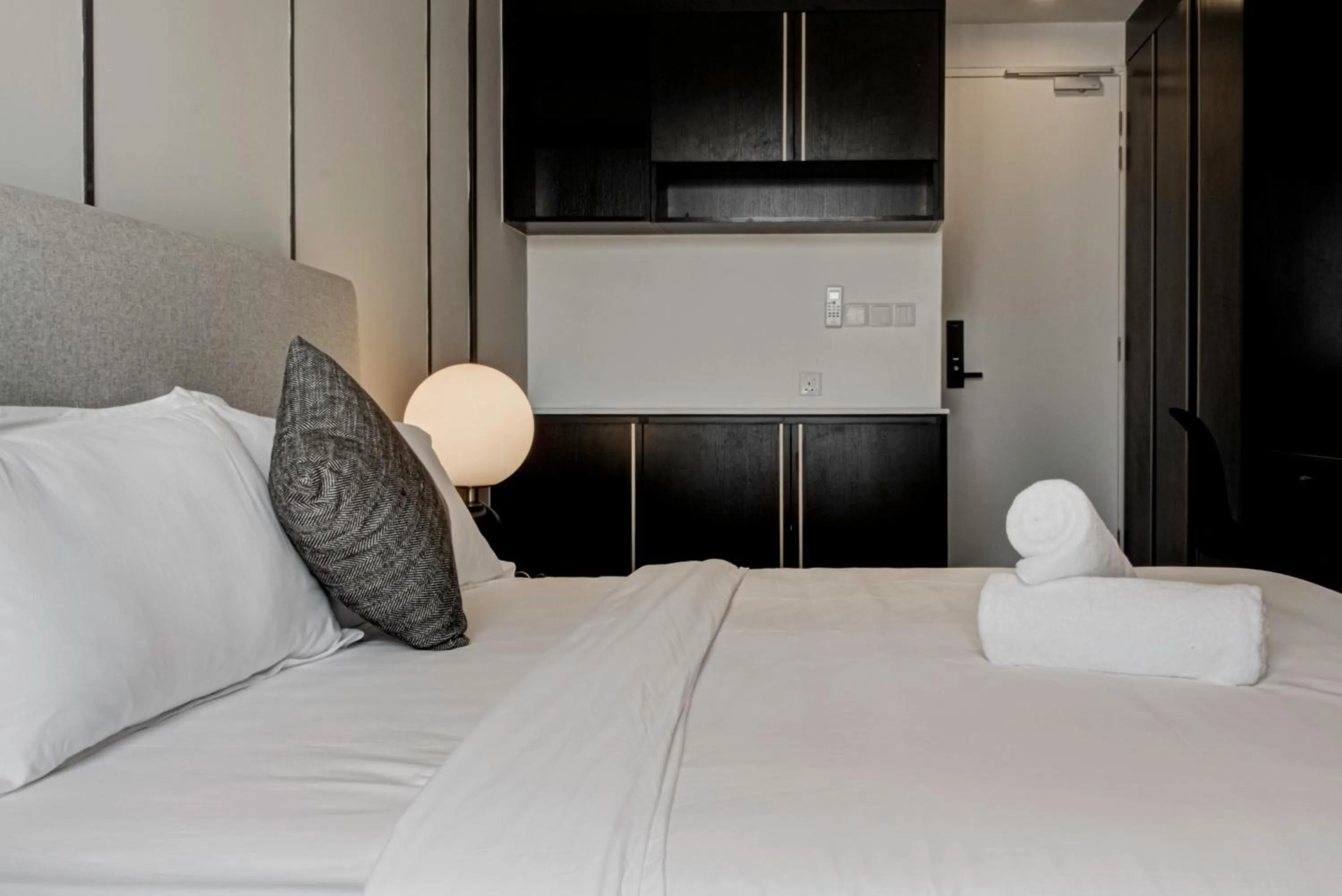 Bedroom, Bed in Axon Residence at Pavilion KLCC KL Tower view by KIMIRO