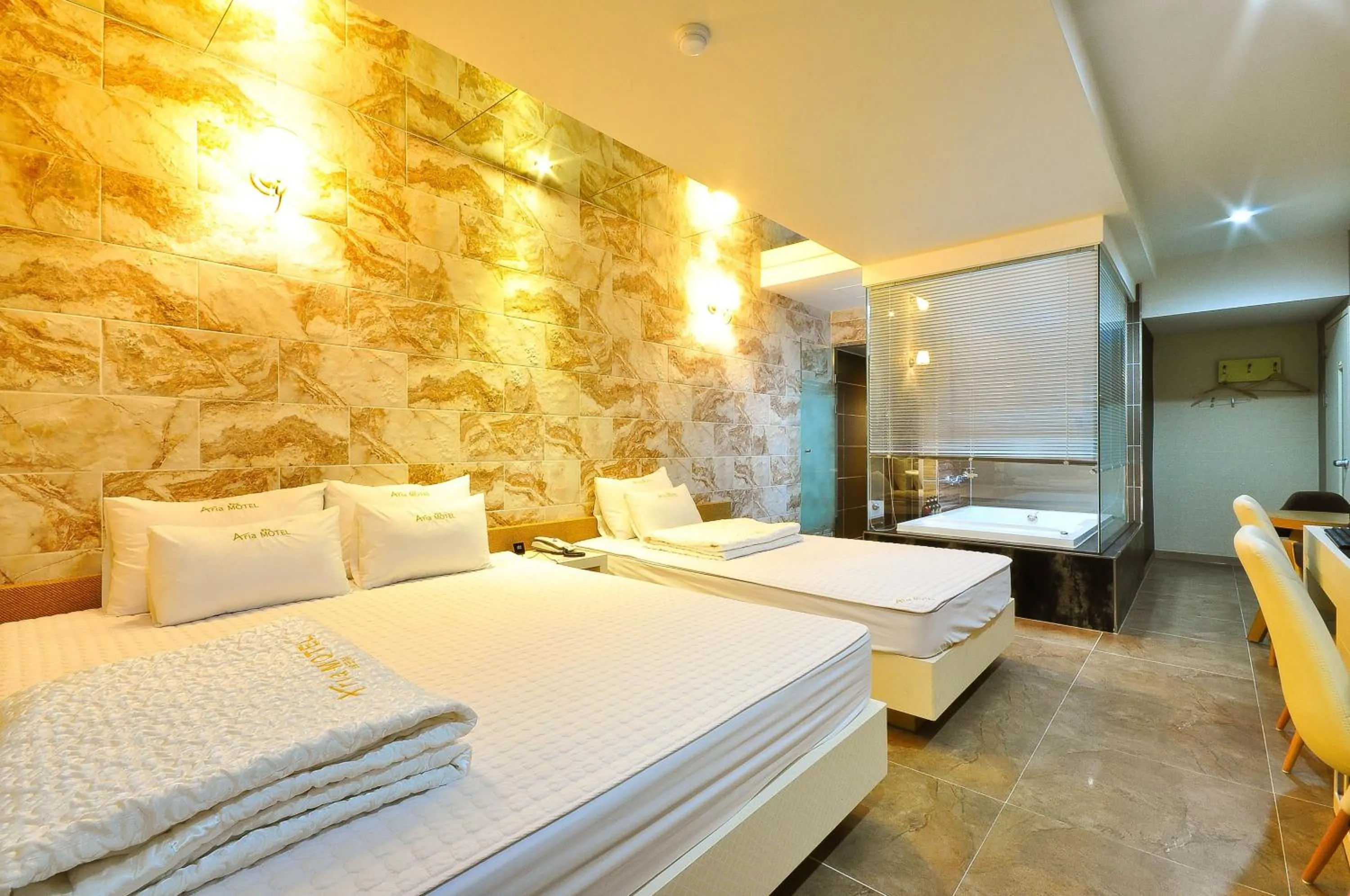 Bathroom, Bed in Boutique Hotel Aria Nampo