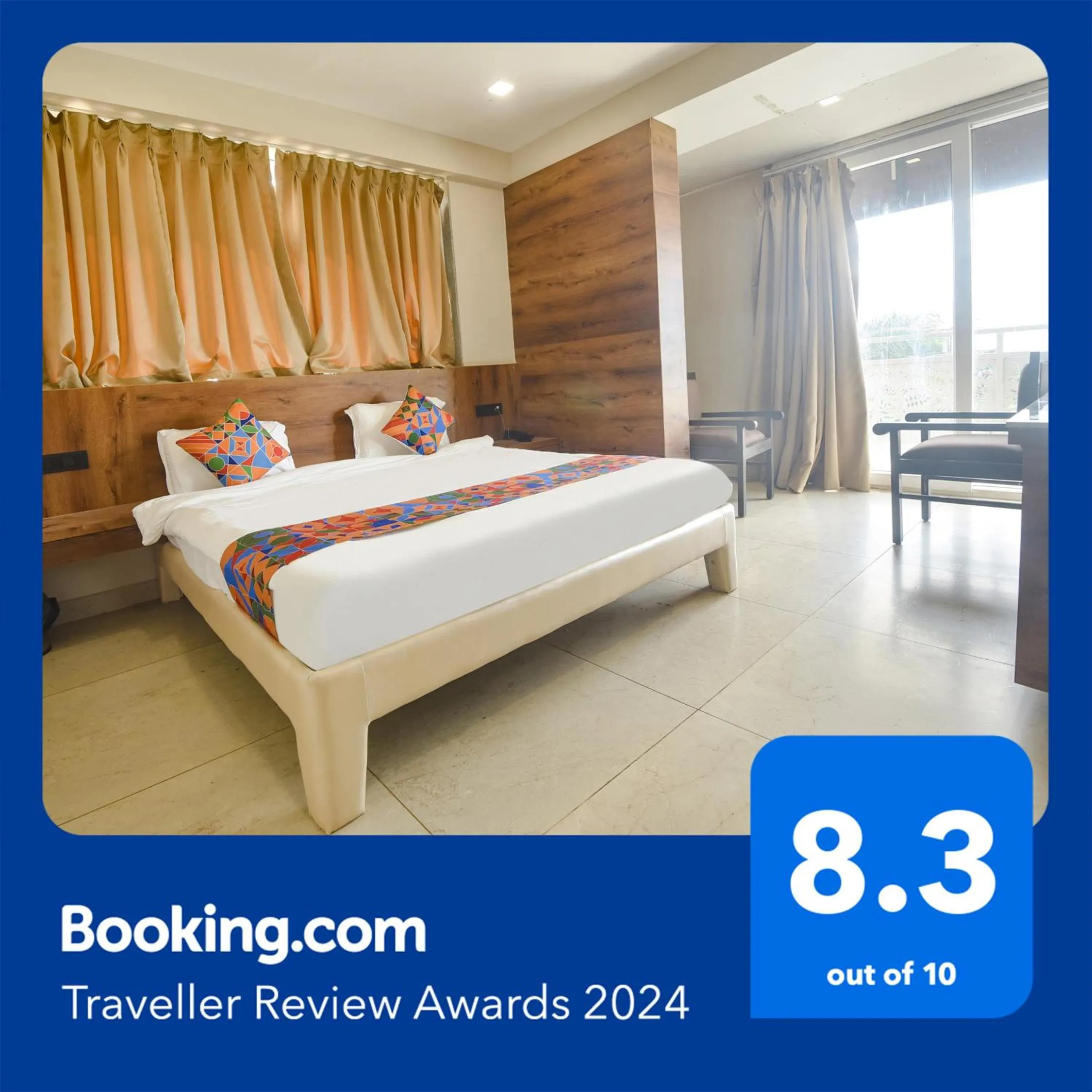 Bed in FabHotel Avasa Grand - Nr Big Daddy Casino