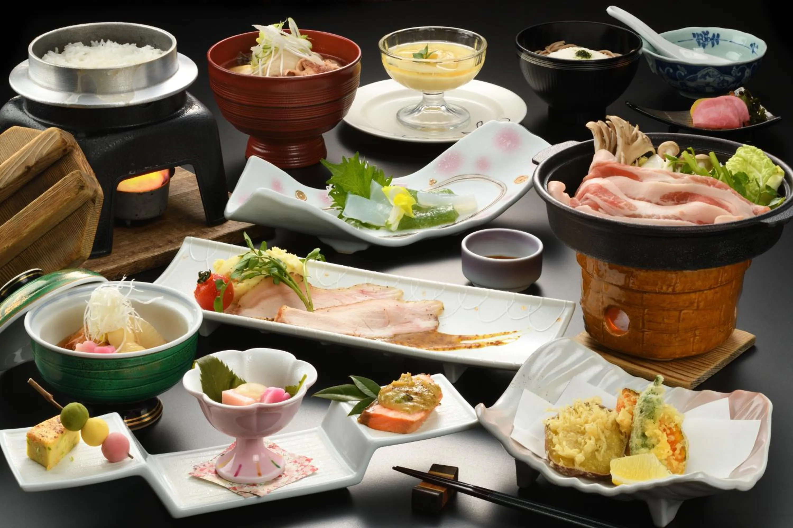 Dinner in Kami no yama Azumaya