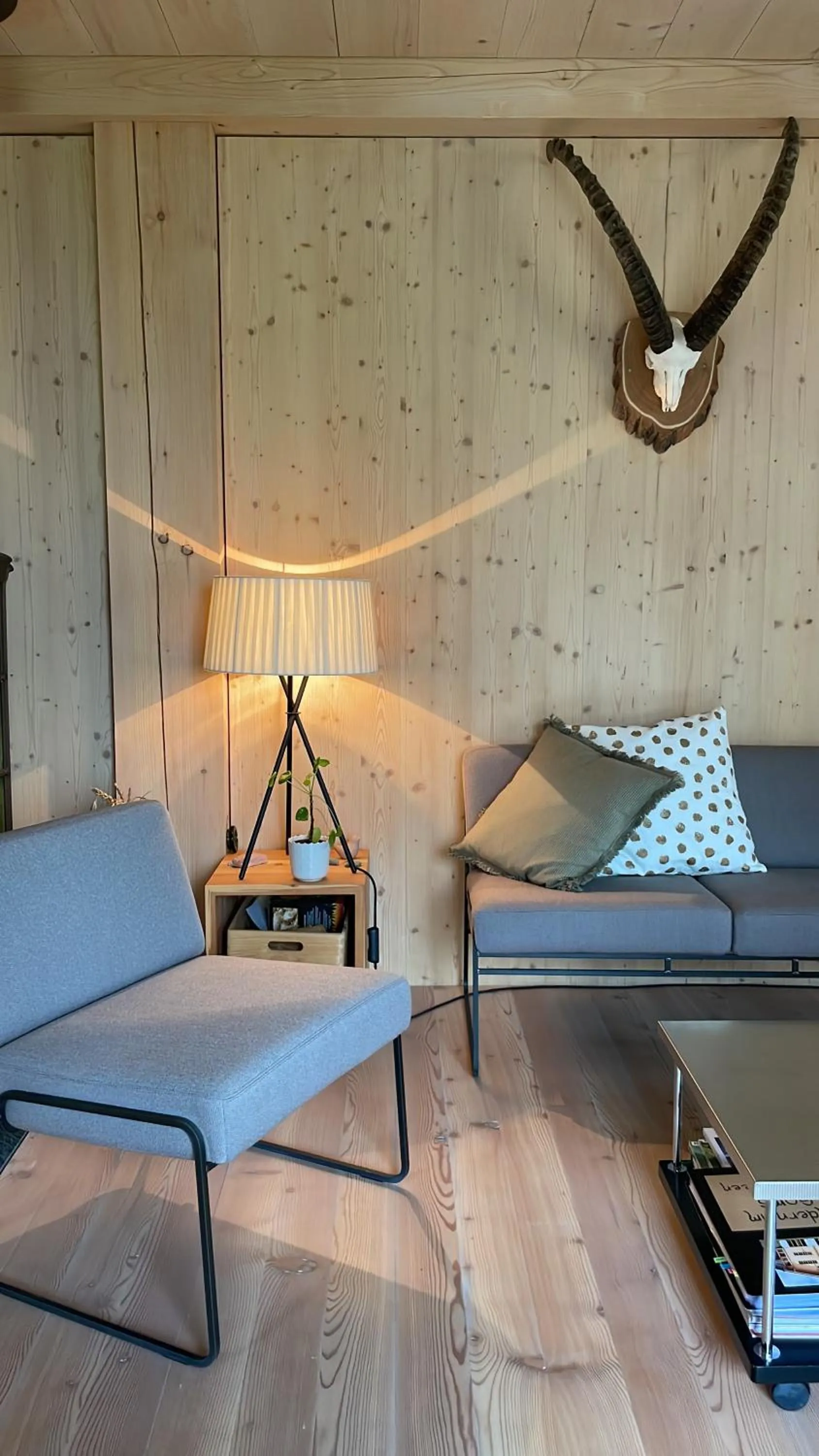 Communal lounge/ TV room, Bed in Berglodge Goms (Hotel)