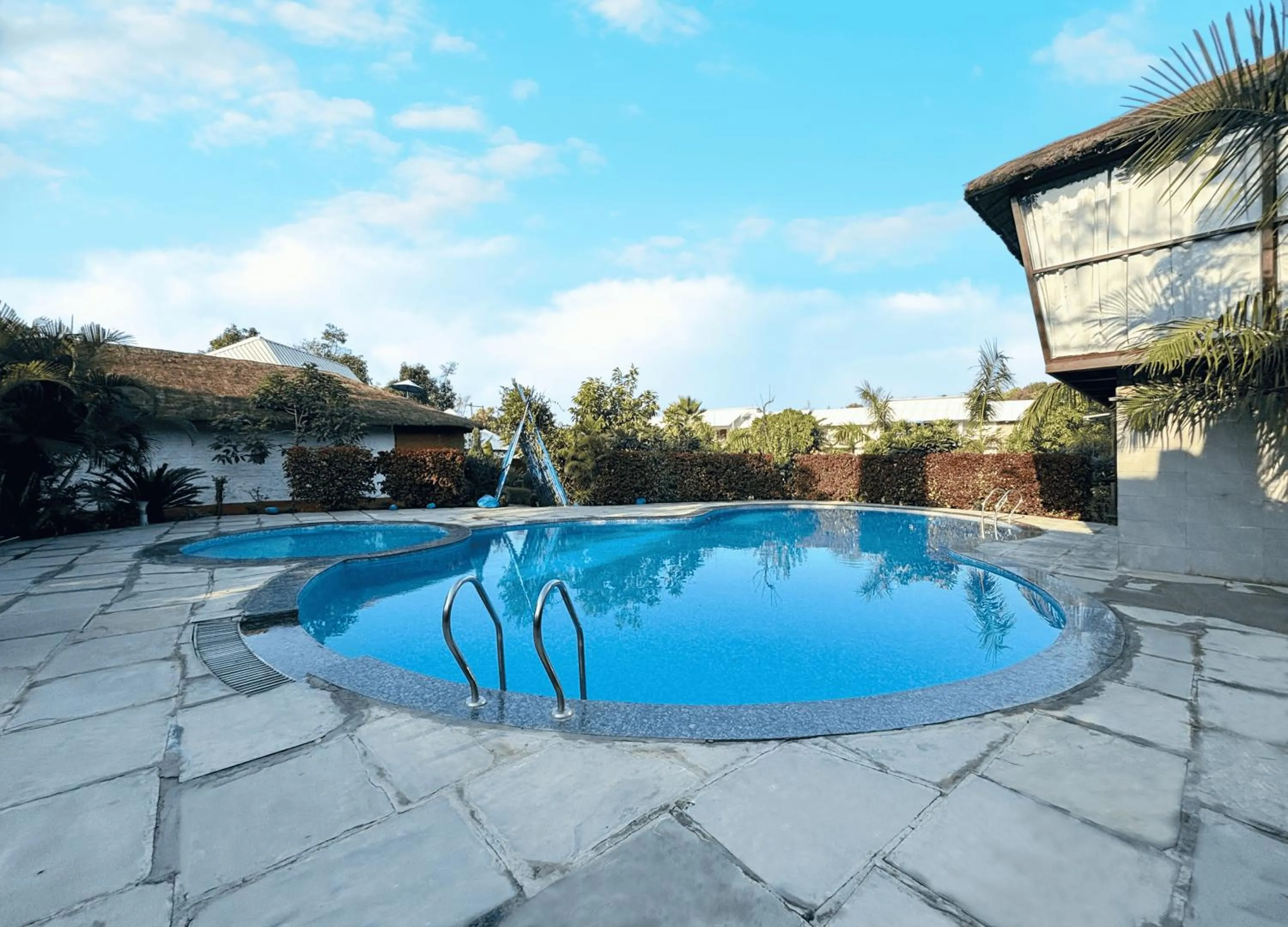 Swimming pool in juSTa Lazy Haven Corbett, Uttarakhand