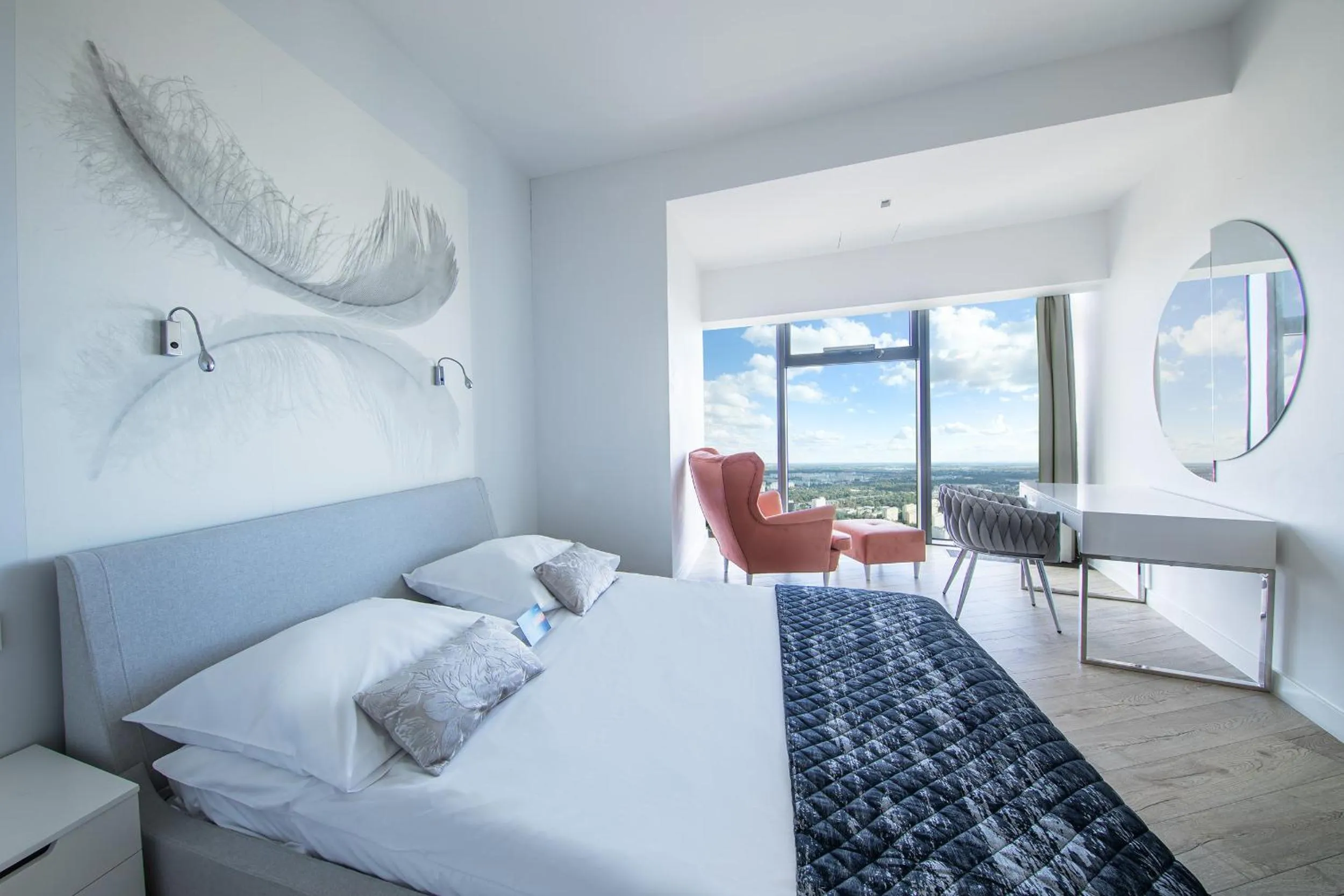 Bedroom, Bed in In The Sky - Apartamenty w Sky Tower