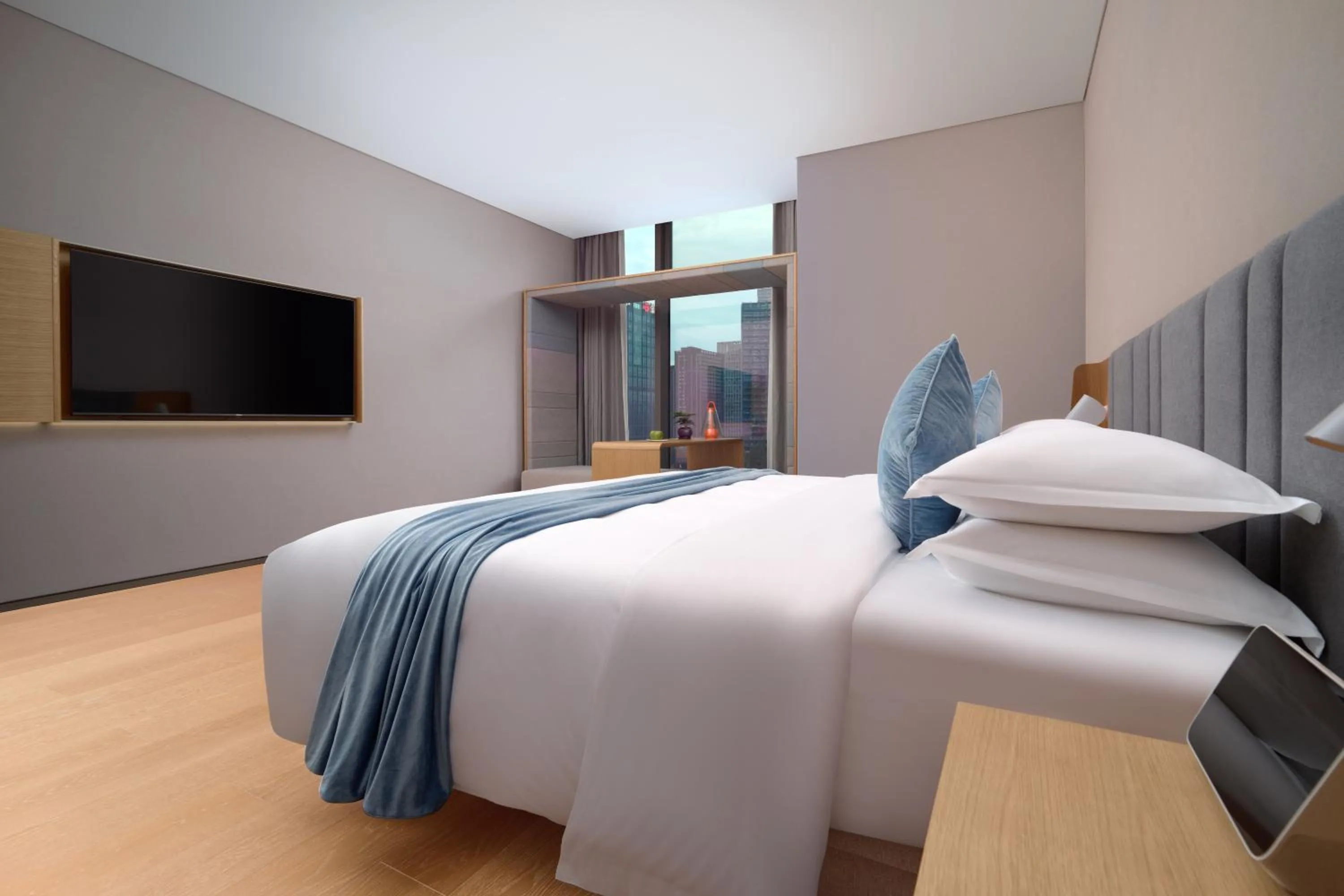 Bed in Pagoda Hotel Hangzhou Binjiang