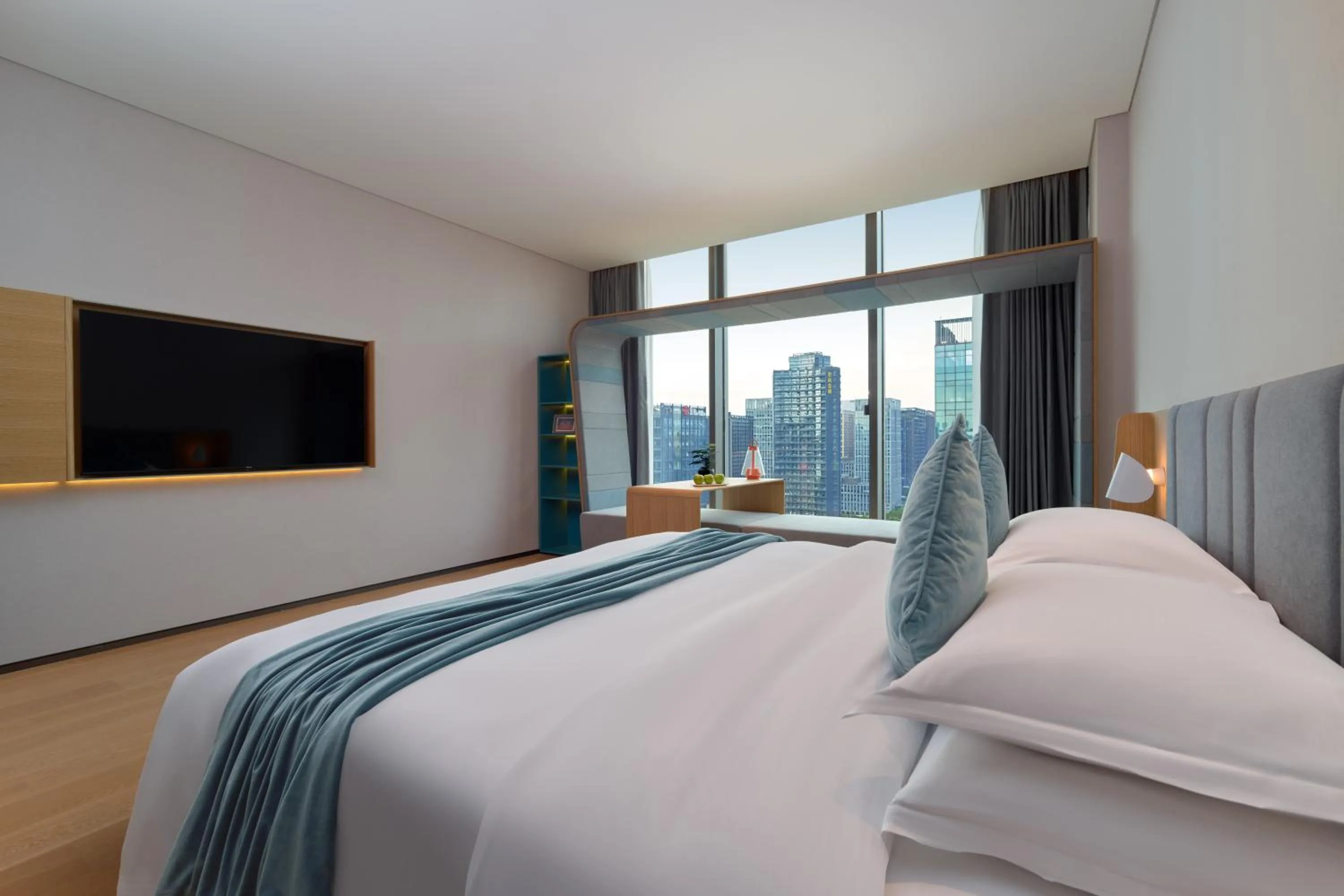 Bed in Pagoda Hotel Hangzhou Binjiang