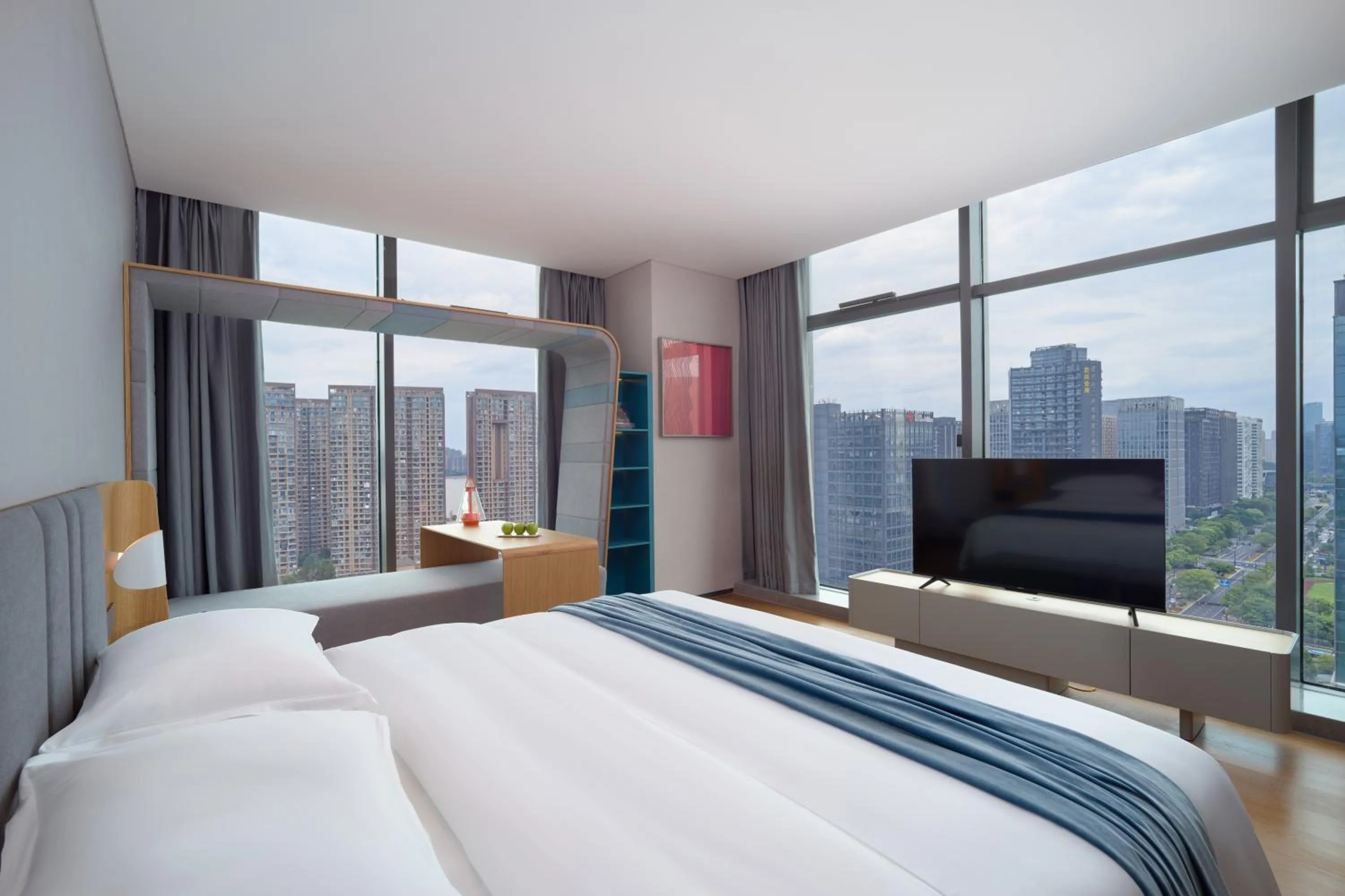 Bed in Pagoda Hotel Hangzhou Binjiang