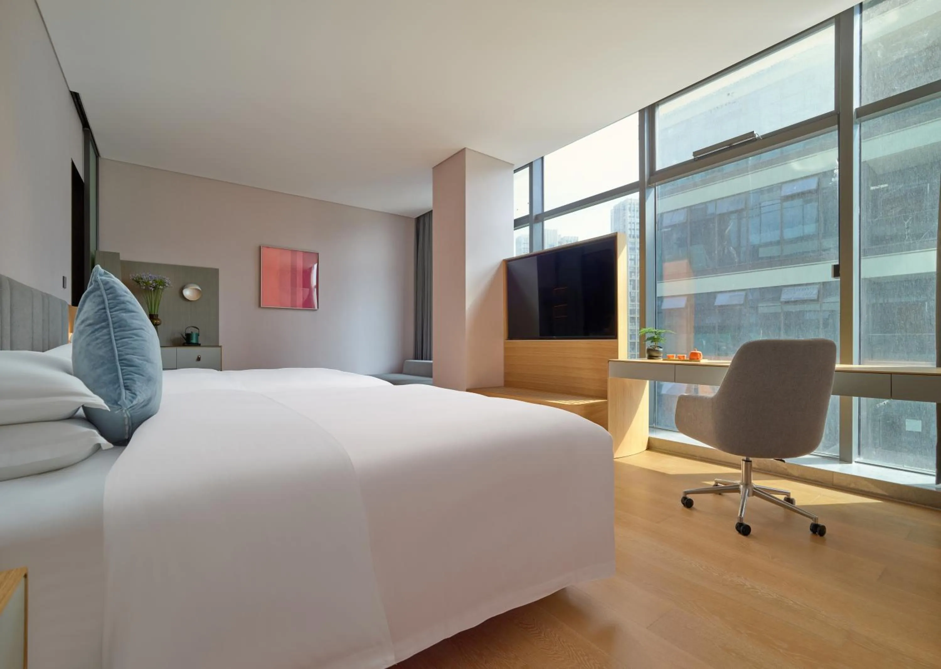 Bed in Pagoda Hotel Hangzhou Binjiang