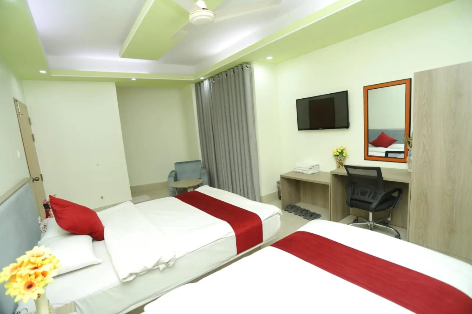 Bed in Wood Burn Hotel