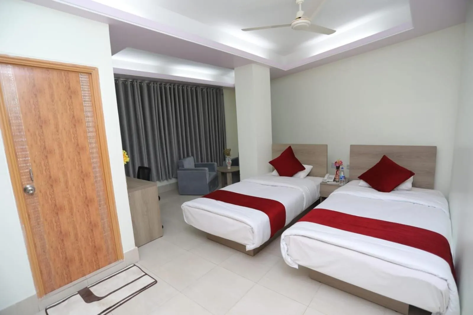 Bed in Wood Burn Hotel