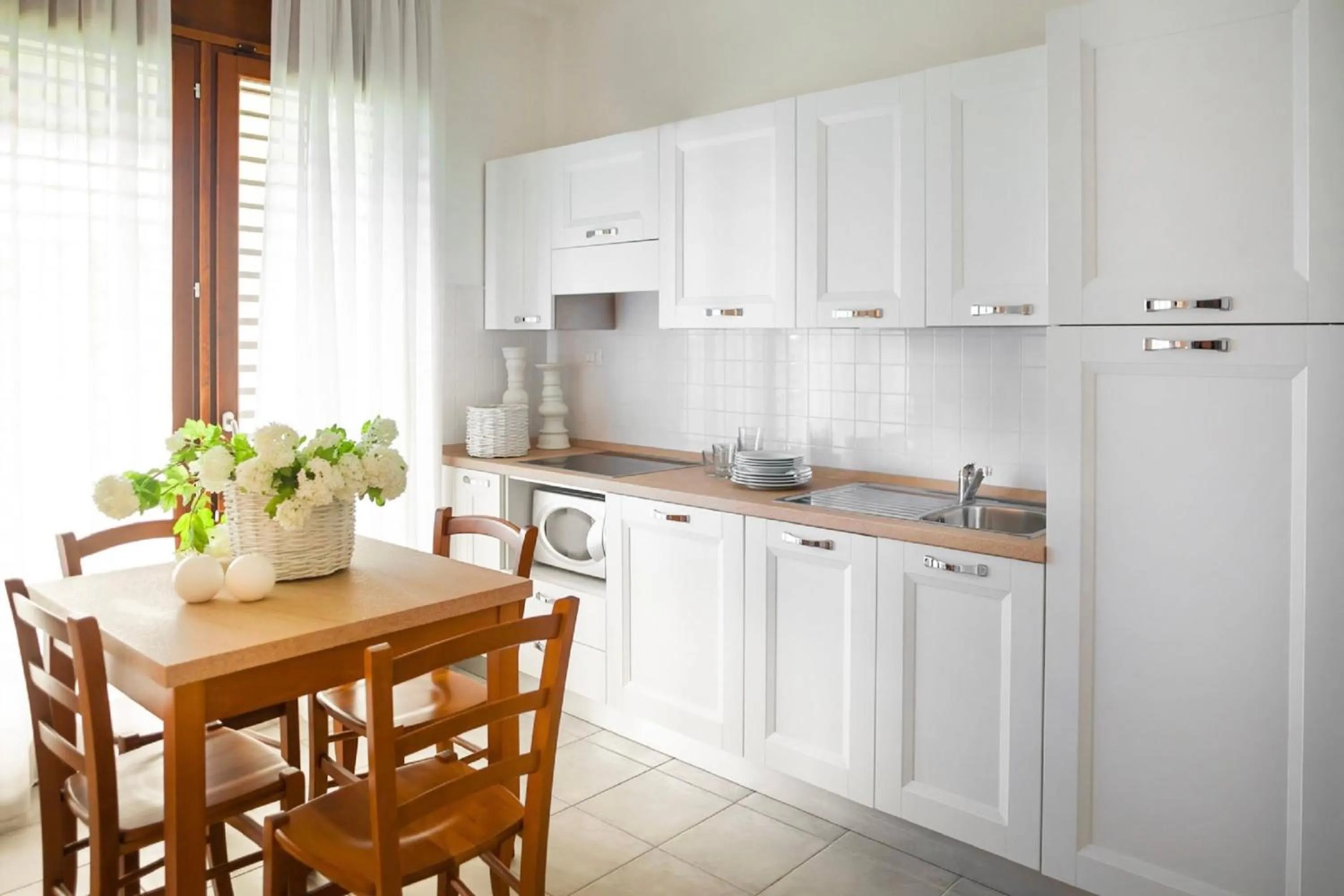 Kitchen or kitchenette in ISA-Residence with swimming-pool in Barberino-Tavernelle, apartments with air conditioning and private outdoor area