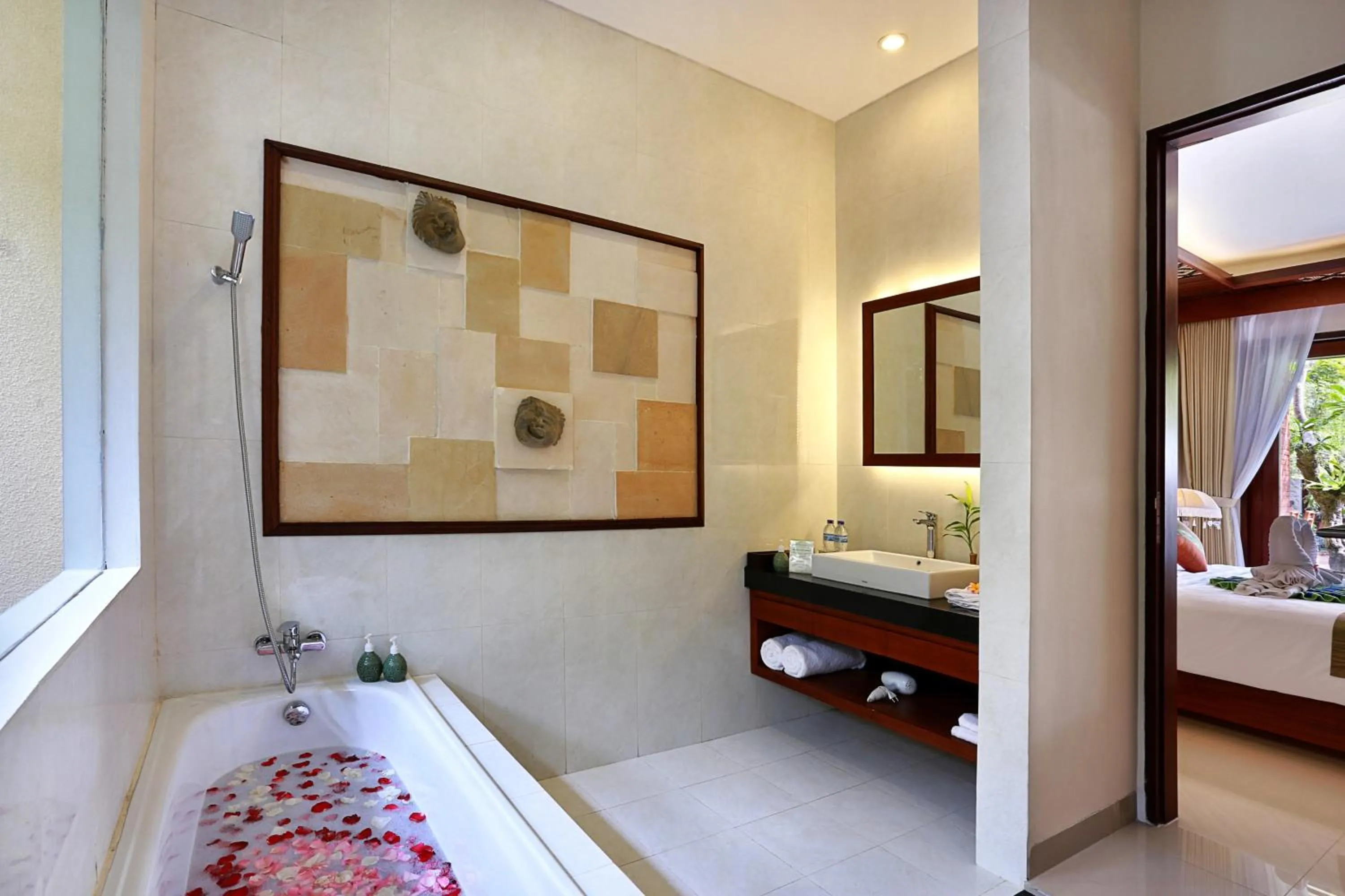 Bathroom, Bed in Awatara Boutique Resort Ubud