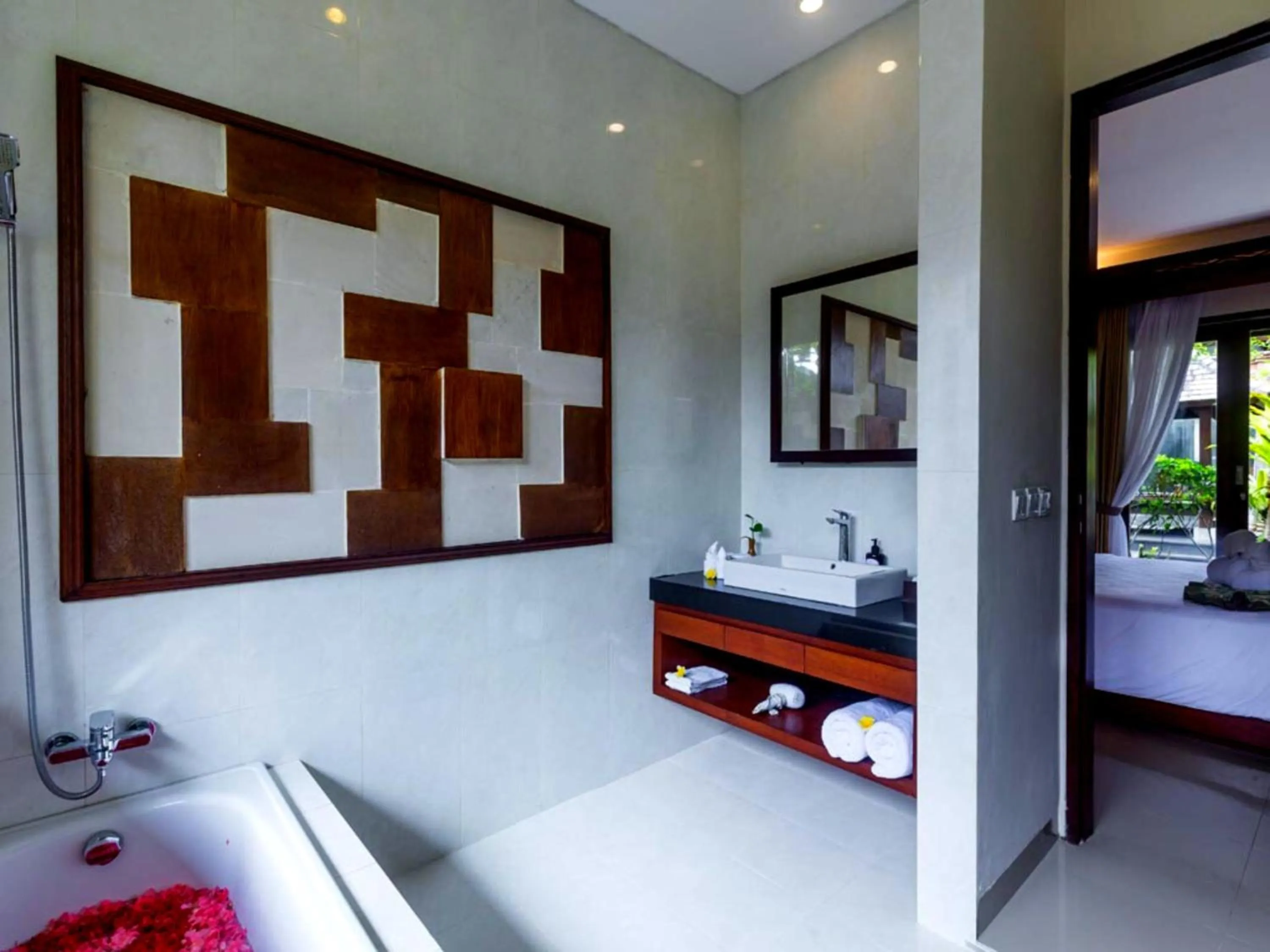 Bathroom, Bed in Awatara Boutique Resort Ubud