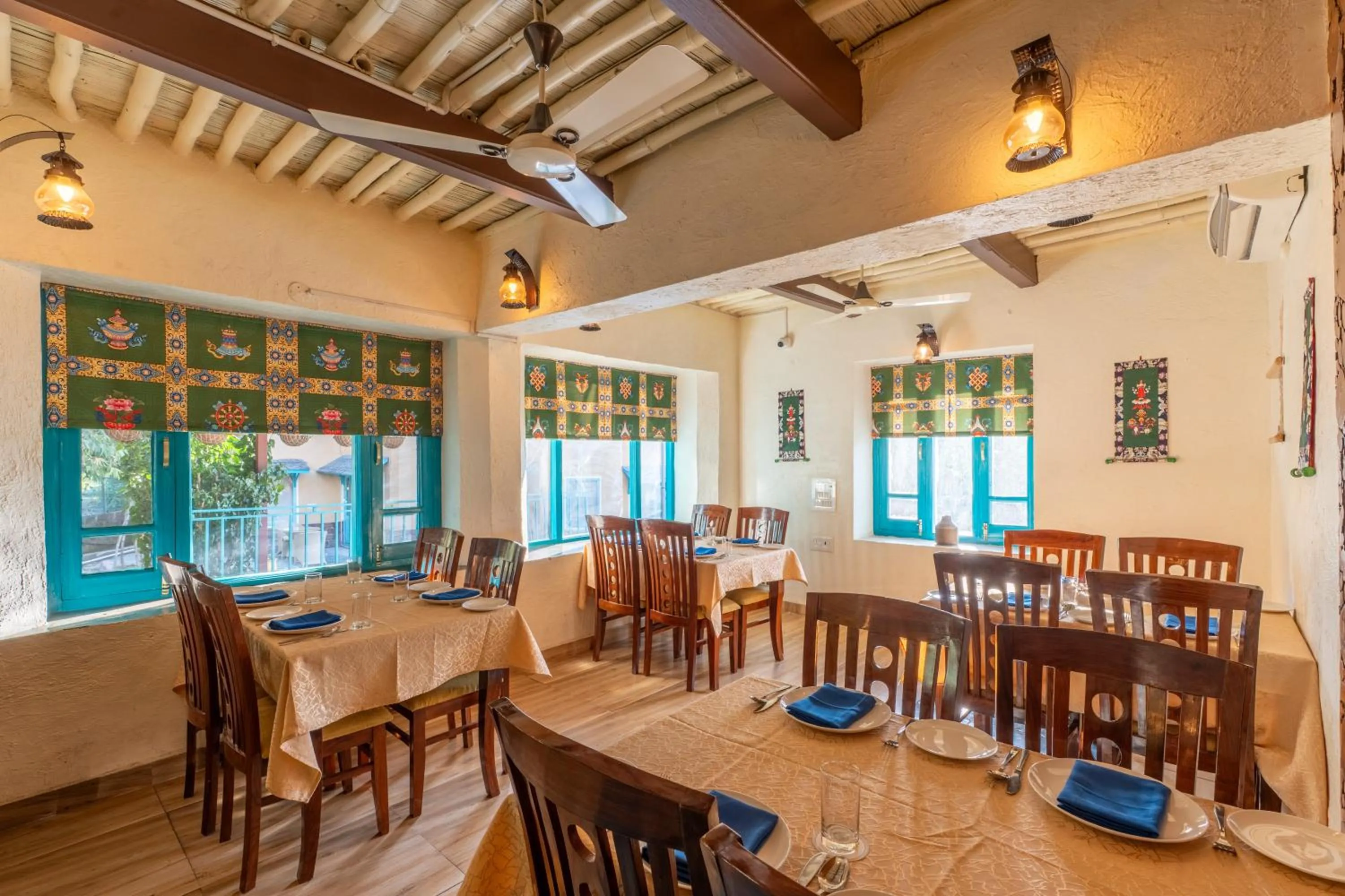 Dining area in Tree of Life Birdsong Chalets , Dharamshala