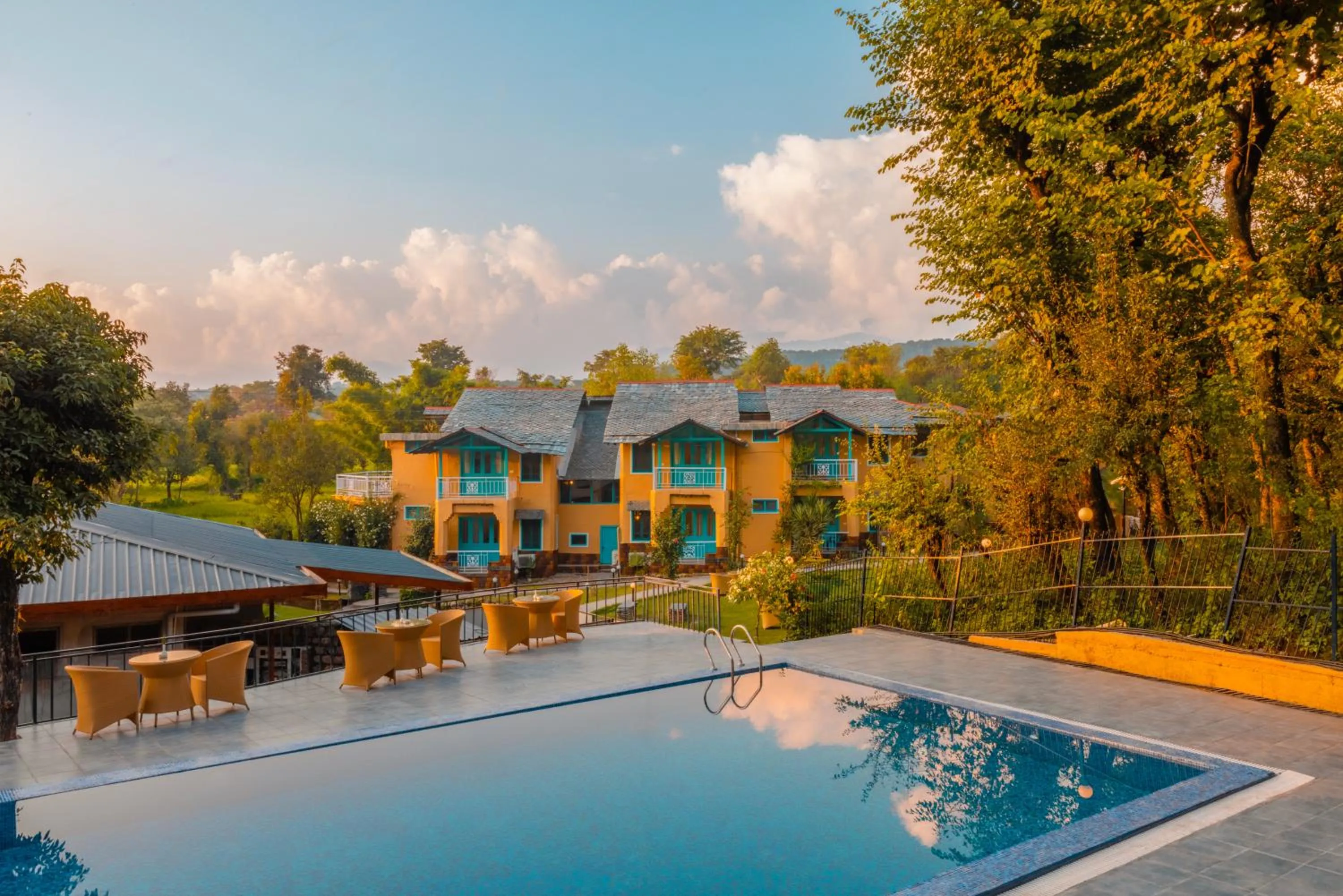 Pool view in Tree of Life Birdsong Chalets , Dharamshala