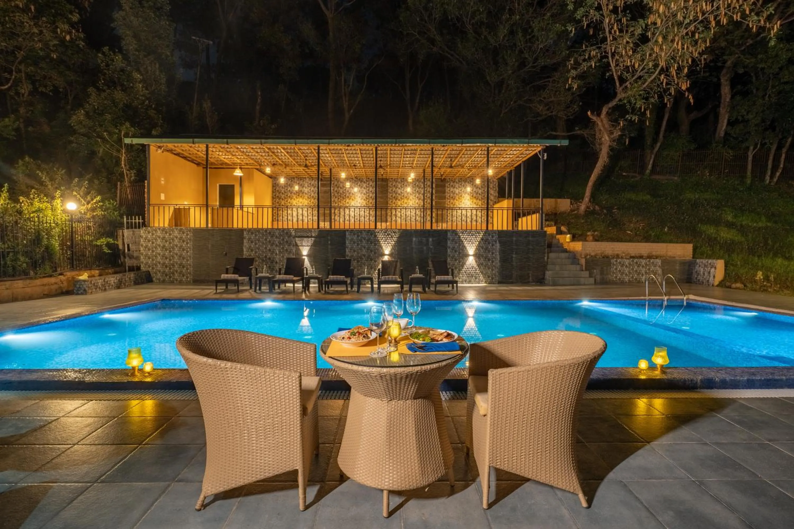 Dining area in Tree of Life Birdsong Chalets , Dharamshala