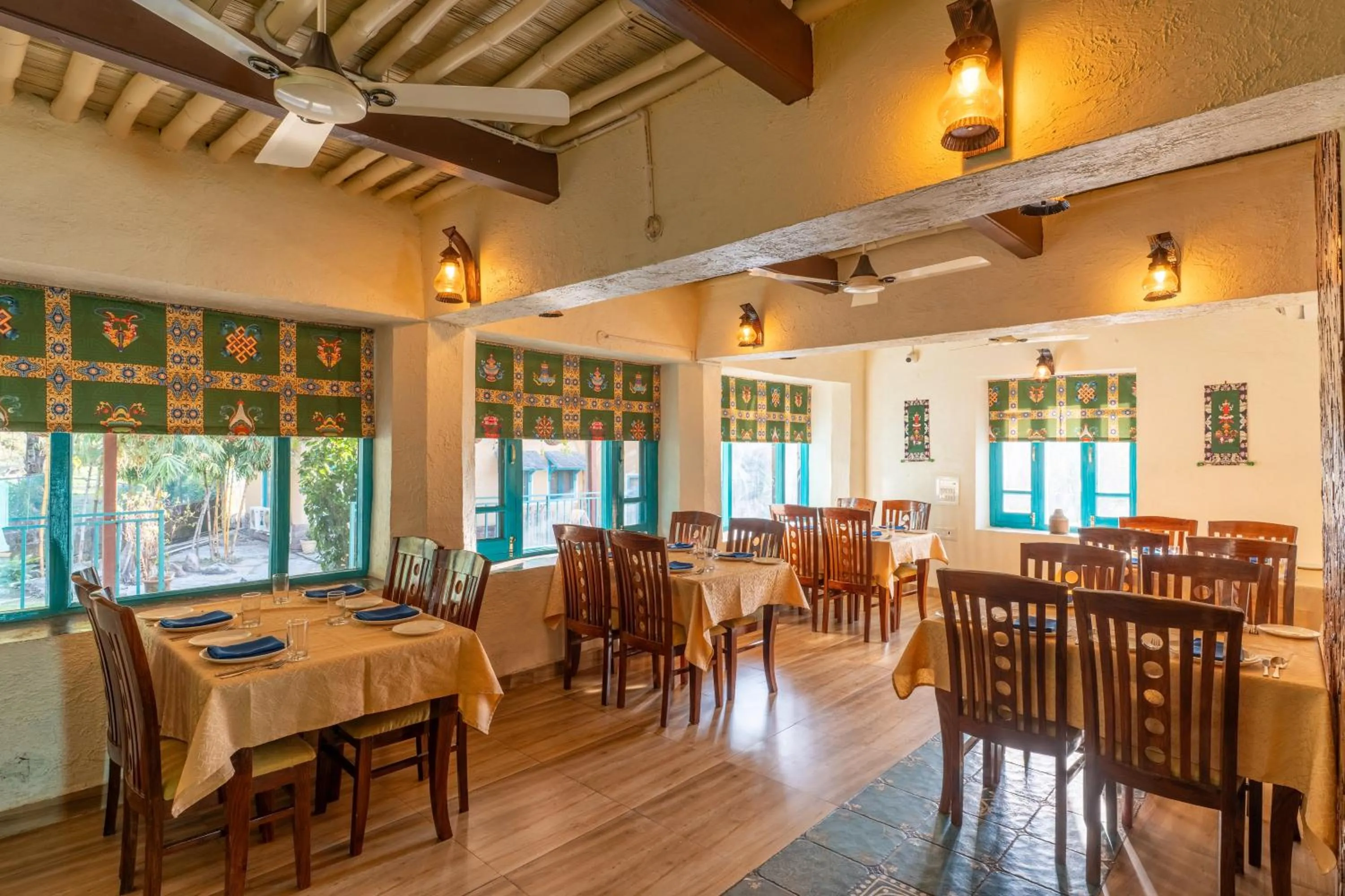 Dining area in Tree of Life Birdsong Chalets , Dharamshala