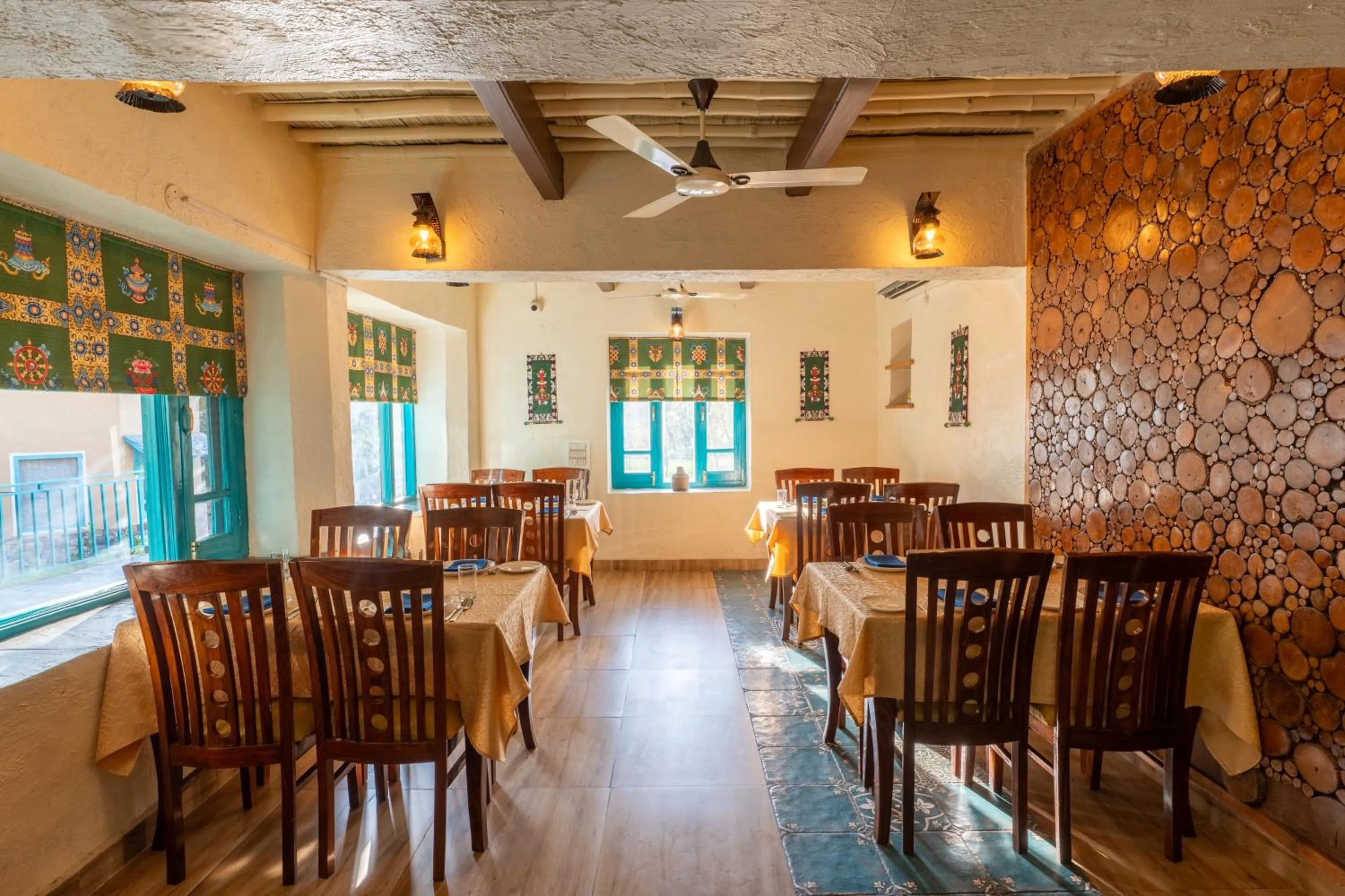 Dining area in Tree of Life Birdsong Chalets , Dharamshala