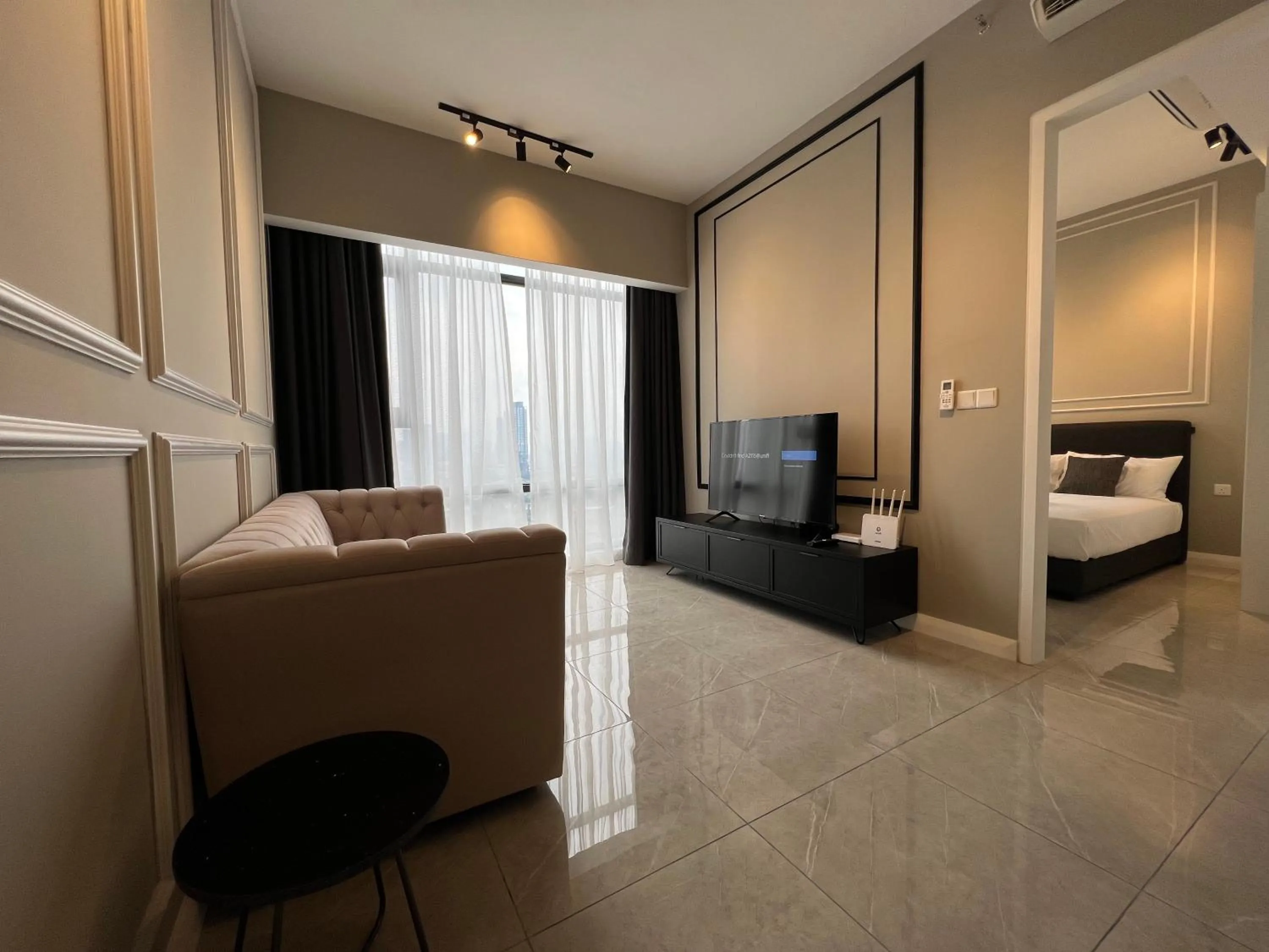 Communal lounge/ TV room, Bed in Axon Residence Bukit Bintang Kuala Lumpur By Apex