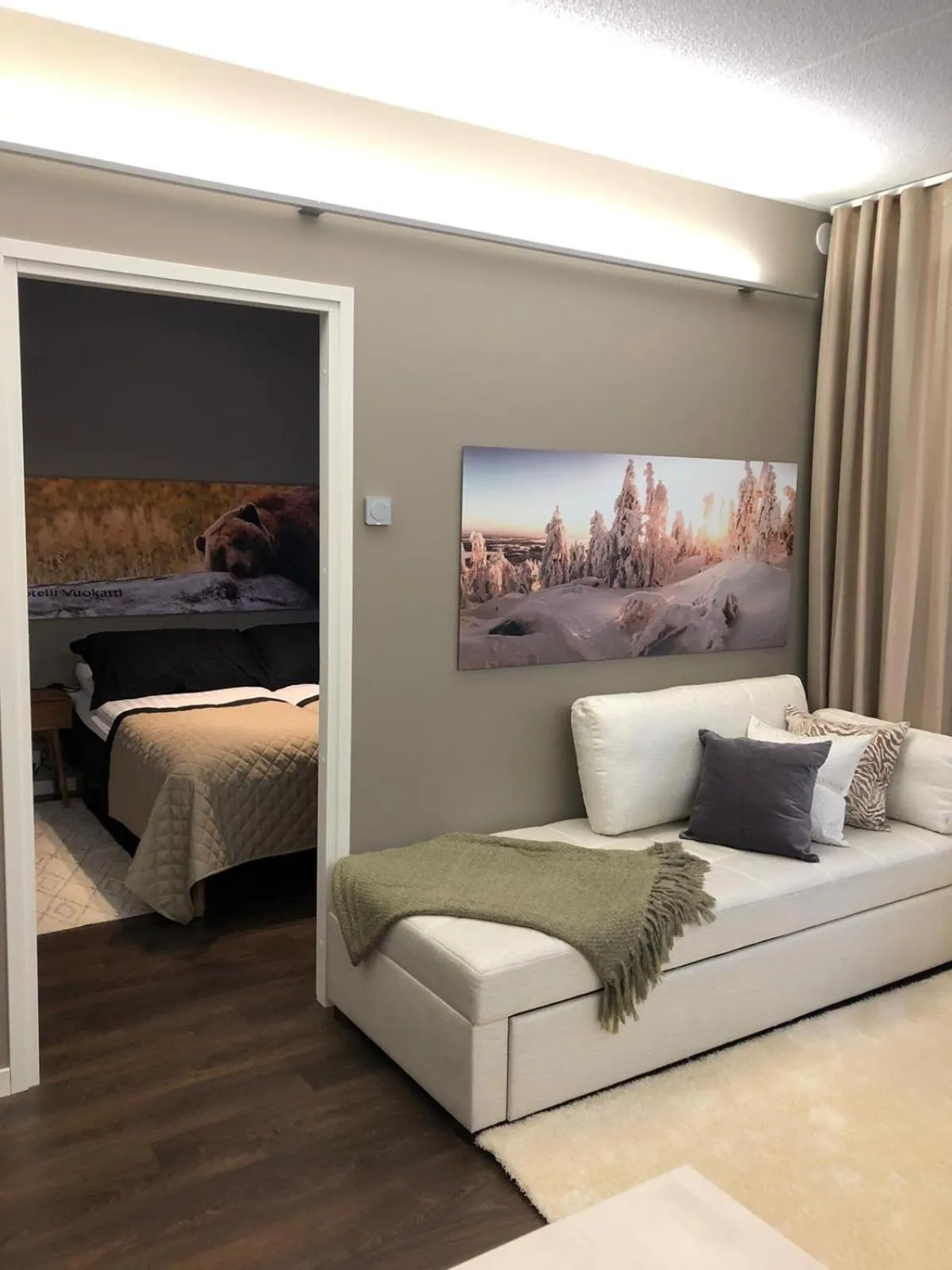 Bed in Aateli Lakeside Chalets - former Vuokatti Suites