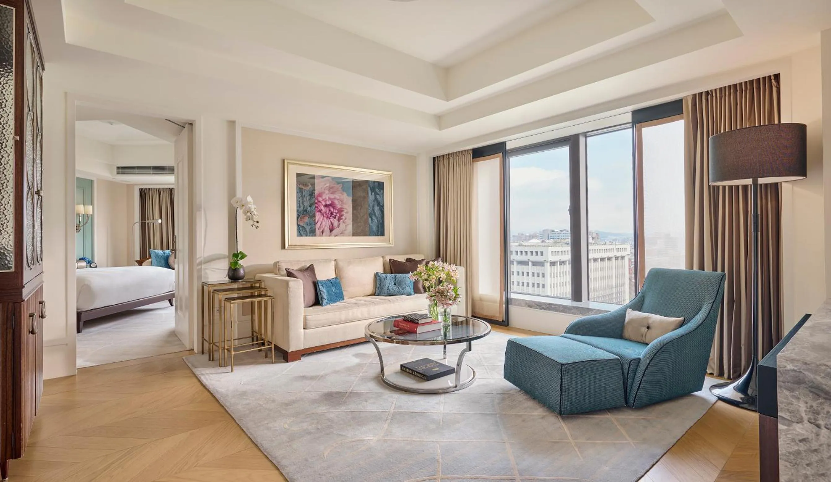 Living room, Bed in Mandarin Oriental, Taipei