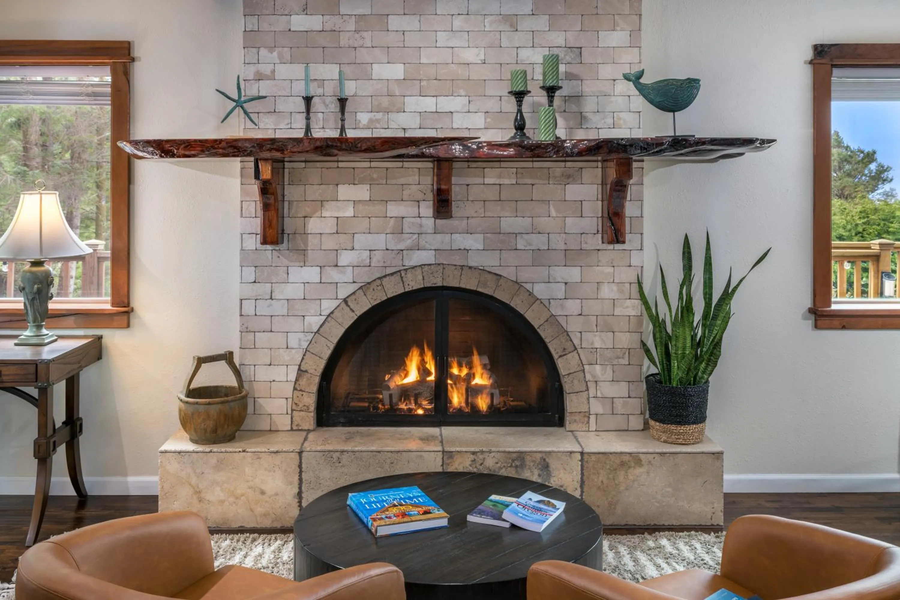 fireplace in Arch Cape Inn and Retreat