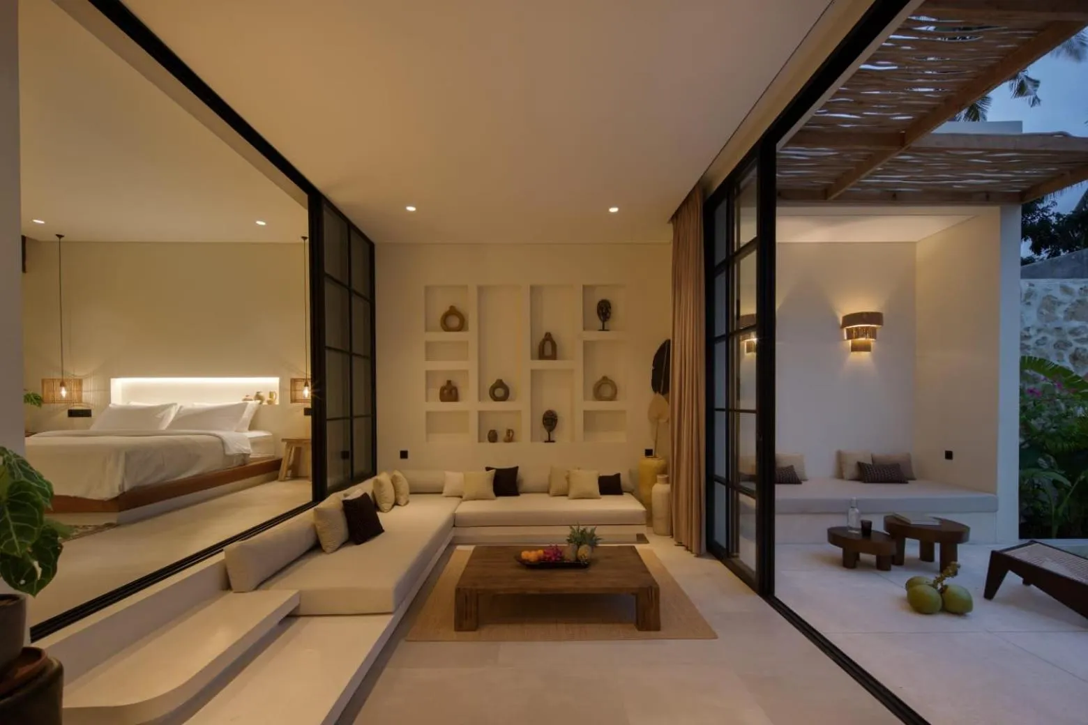 Living room, Bed in Tias Villas