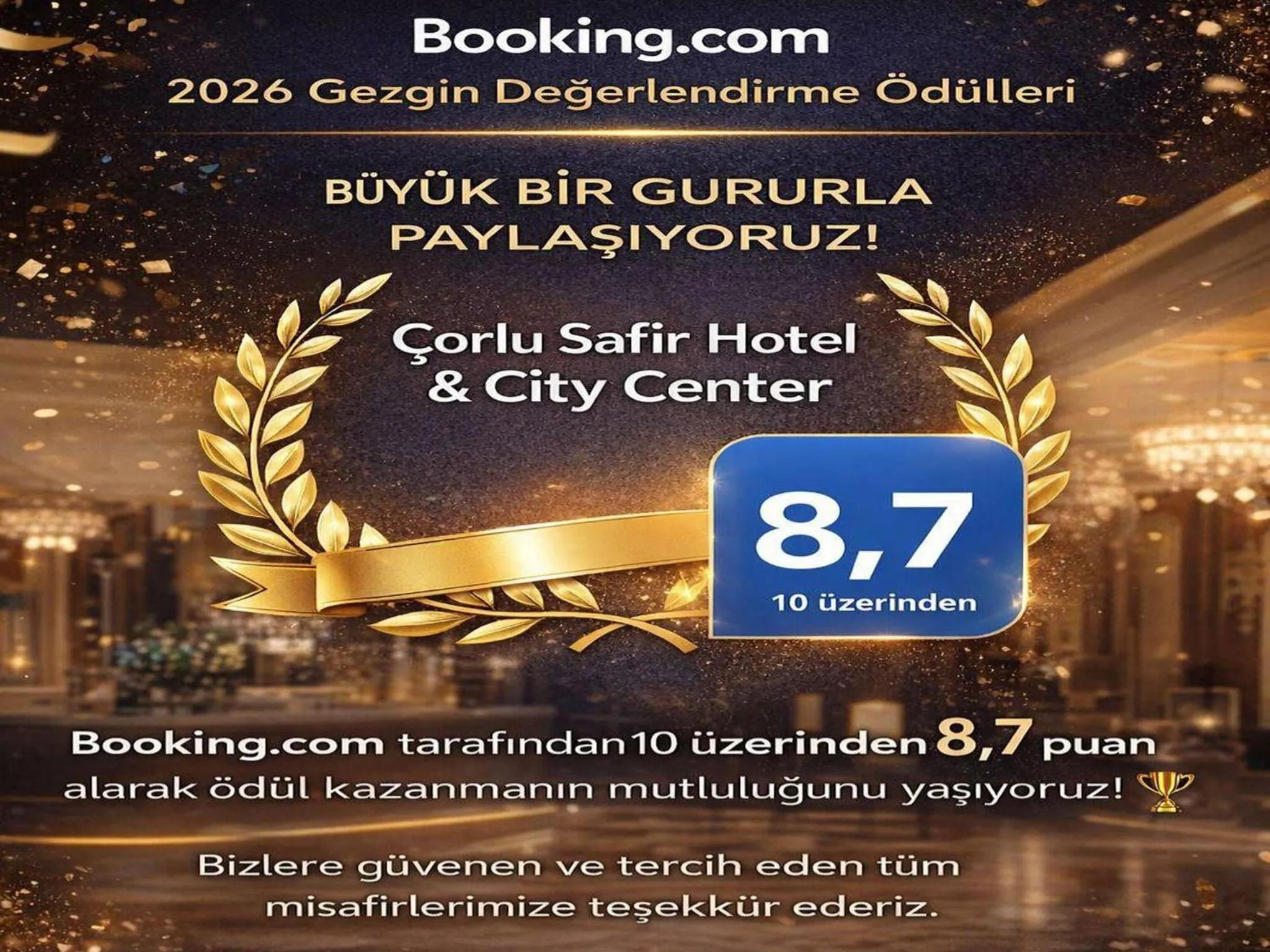 Certificate/Award in Çorlu Safir Hotel & City Center