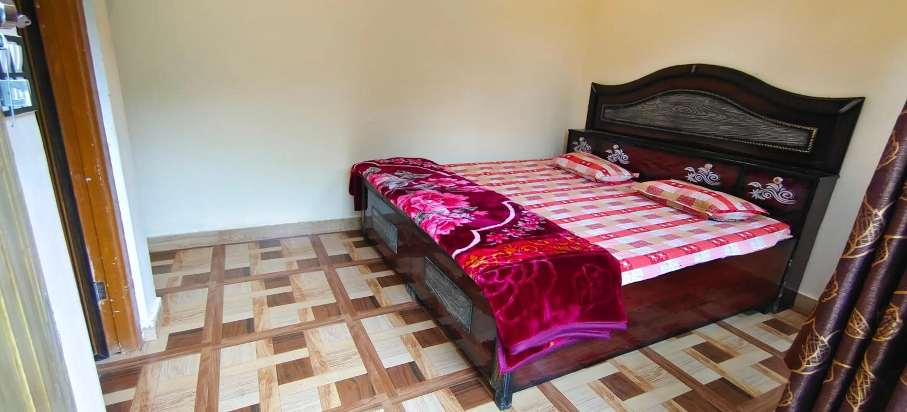 Bedroom, Bed in hotel chakrata green and camping