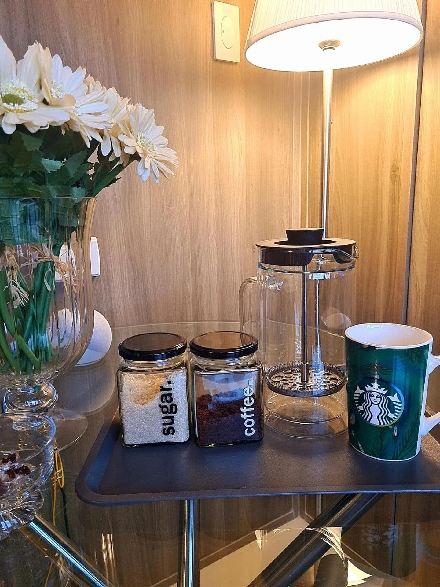 Coffee/tea facilities in Cozy Penthouse 2BR Suite w Balcony - Amazing Manila Bay View and City Skyline near MOA